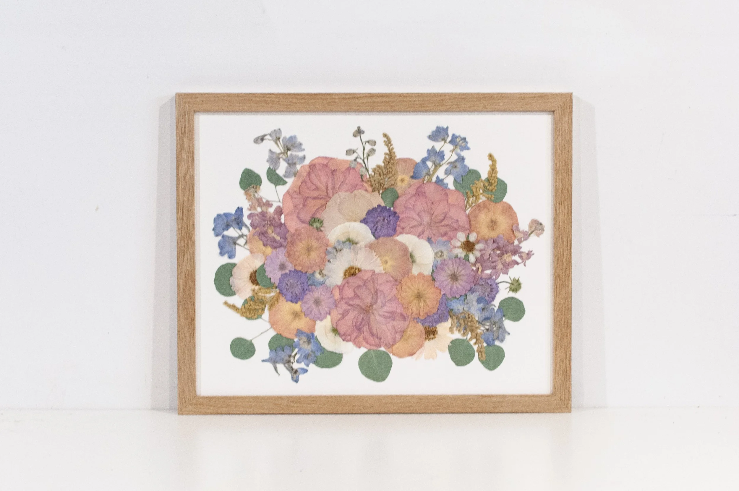 16" x 20" Standard Frame, Natural Oak, White Backing, Classic Bouquet, Colour Corrected