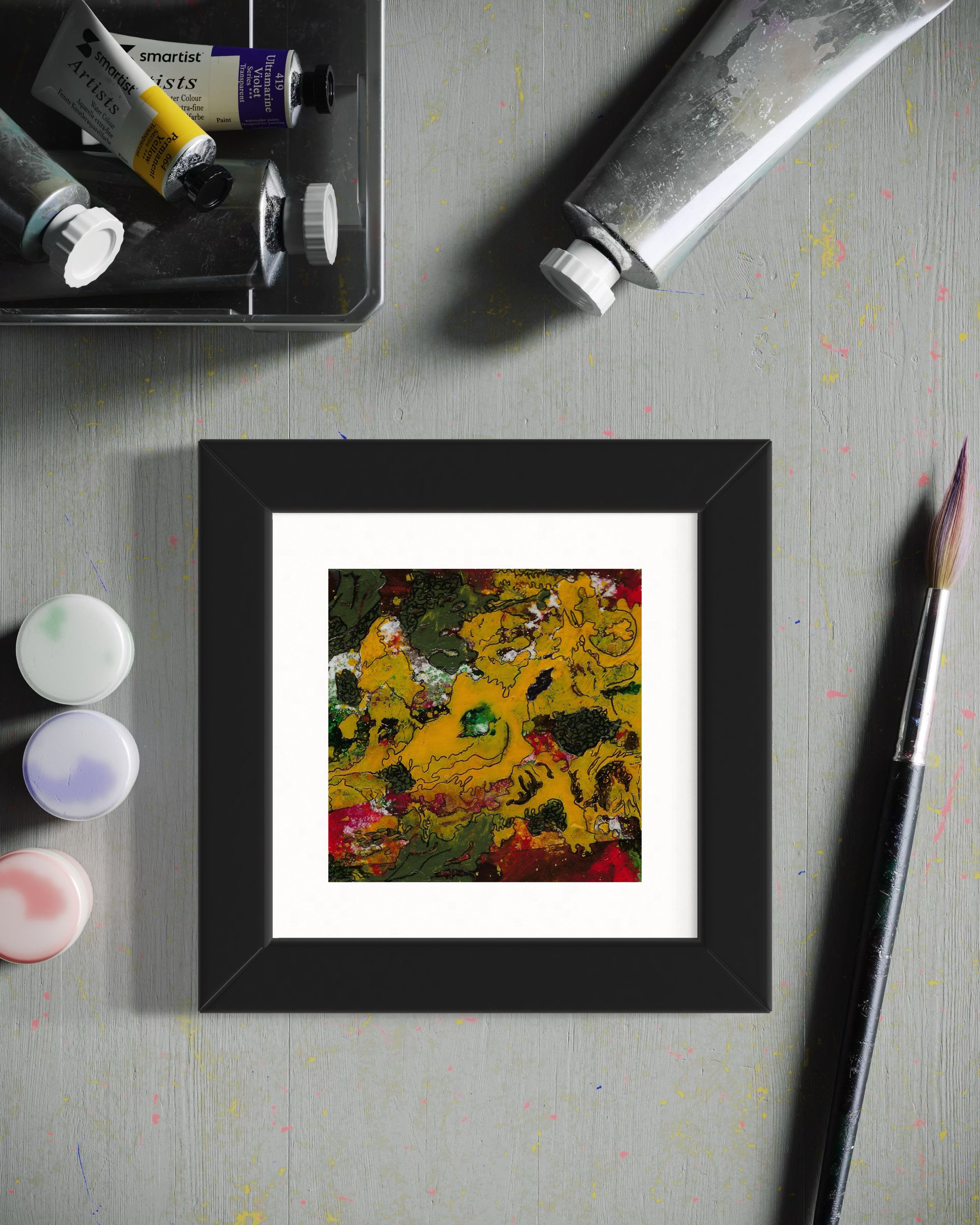 Framed mini dragon abstract, by Tanja Rene