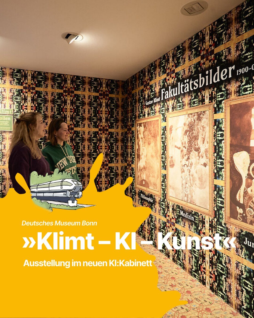 &raquo;Klimt &ndash; KI &ndash; Kunst&laquo; im neuen KI:Kabinett des @deutschesmuseumbonn 

Was passiert, wenn ein ber&uuml;hmter Maler und K&uuml;nstliche Intelligenz zusammenkommen? 🤖🎨

Im Deutschen Museum Bonn k&ouml;nnt ihr jetzt entdecken, wi