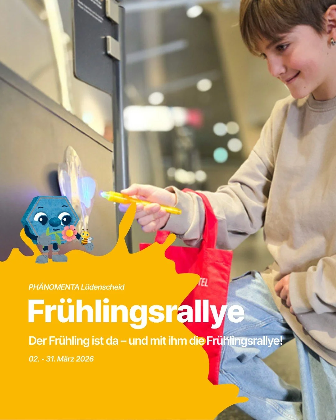 Der Fr&uuml;hling ist da &ndash; und mit ihm die Fr&uuml;hlingsrallye in der @phaenomenta.luedenscheid ! 🐝
 
Freut euch auf knifflige R&auml;tsel, kleine Aufgaben und eine Rallye durch unsere Ausstellung rund um den Fr&uuml;hling.🌼
 
Alle Infos auf