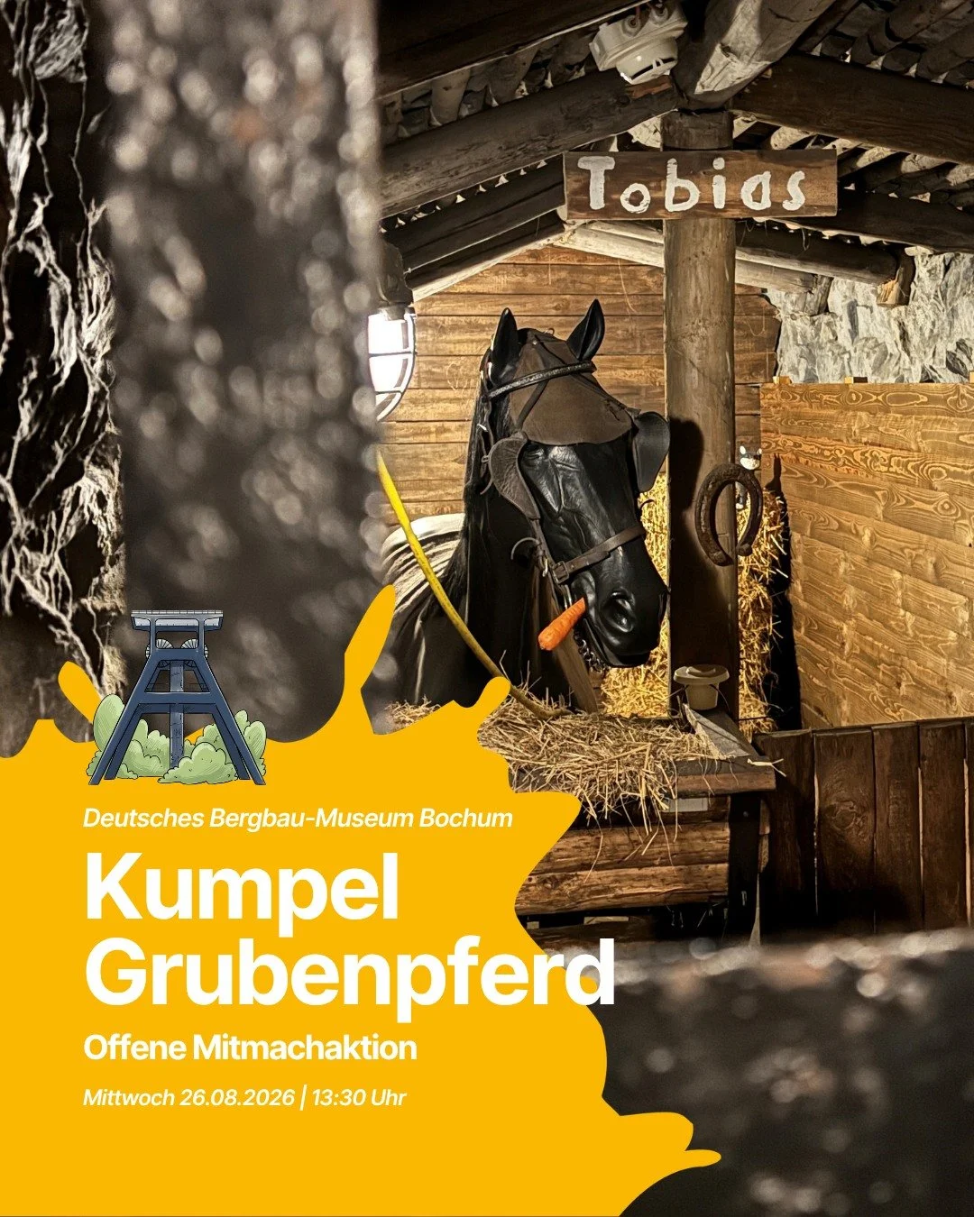 Kumpel auf vier Hufen gesucht! 🐴✨

Im Bergbau waren Pferde echte Teammitglieder: Sie halfen dabei, schwere Lasten durch die Grube zu ziehen. Beim Deutschen Bergbau-Museum Bochum k&ouml;nnt ihr ihre Geschichte entdecken und eine eigene Gedenkplakette