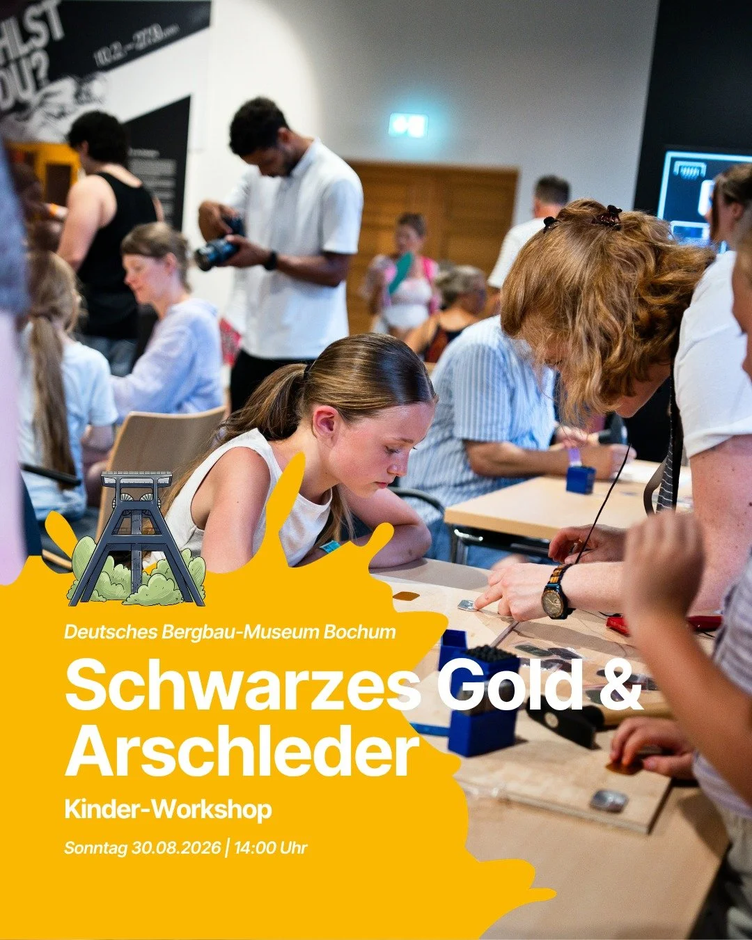 ⛏️ Schwarzes Gold, echte Bergbaugeschichten und ein selbstgemachtes Arschleder f&uuml;r zu Hause: In unserem Kinder-Workshop geht es hinab ins Anschauungsbergwerk!
Wie arbeiteten Bergleute im 19. Jahrhundert unter Tage? Und wof&uuml;r brauchten sie e