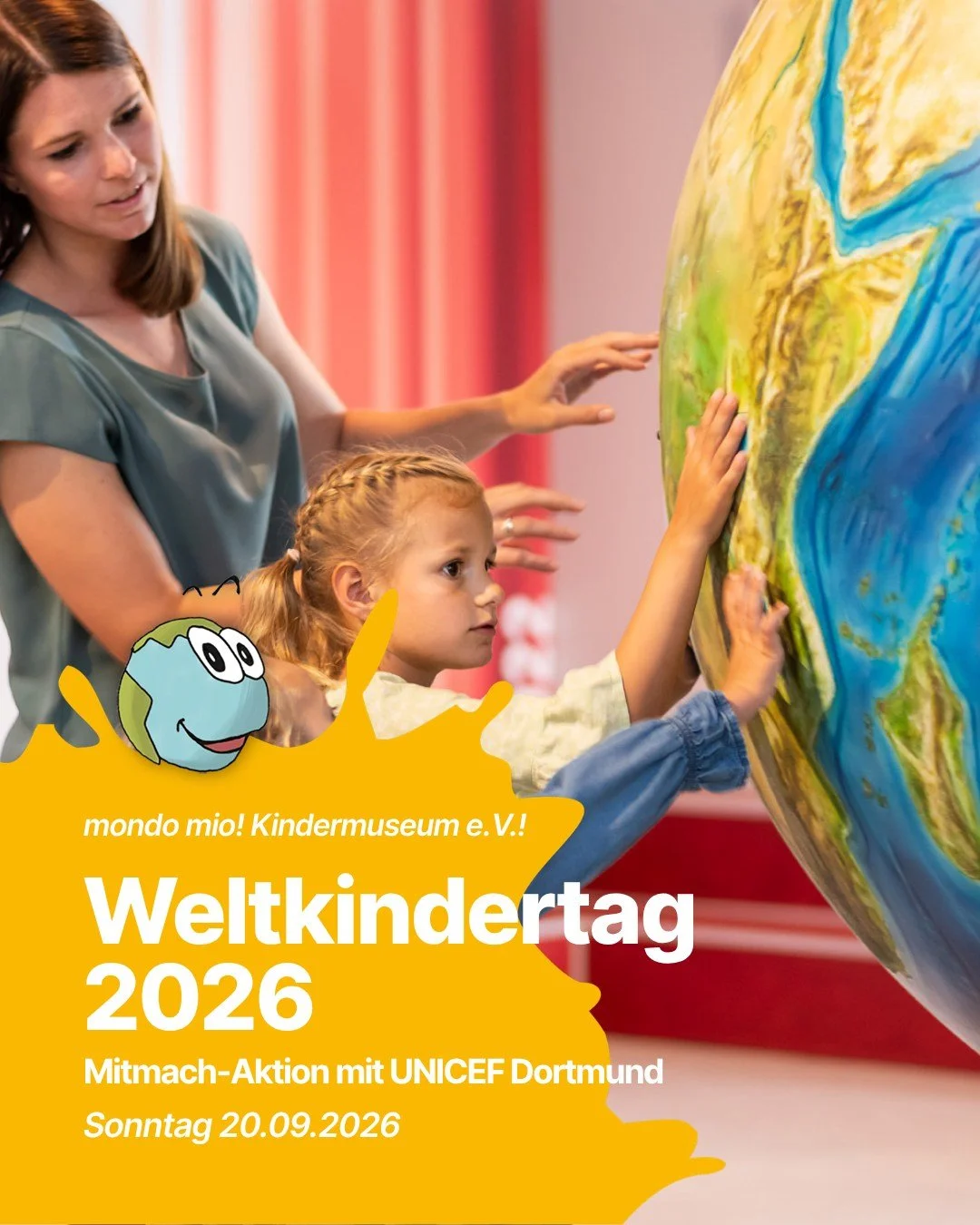 🌍💛 Heute ist Weltkindertag und im mondo mio! wird gefeiert!

Unter dem Motto &bdquo;Starke Kinder, starke Zukunft!&ldquo; ist UNICEF Dortmund heute zu Besuch im Kindermuseum. Gemeinsam entdeckt ihr spannende Infos rund um eure Kinderrechte und gest