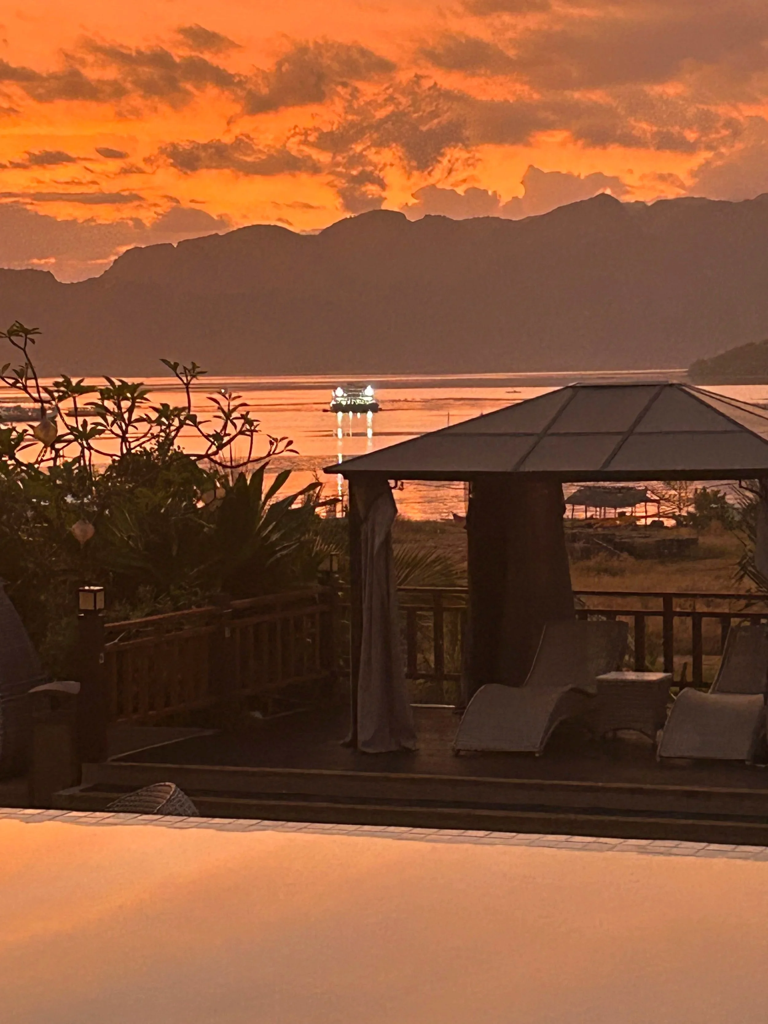 The sun sets over Coron on the Island of Palawan