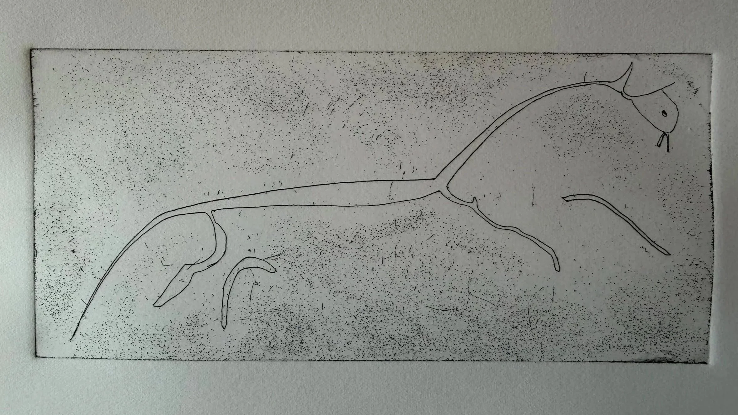 The Horse on the Hill, Etching W: 33 x H: 23 cms Framed £95