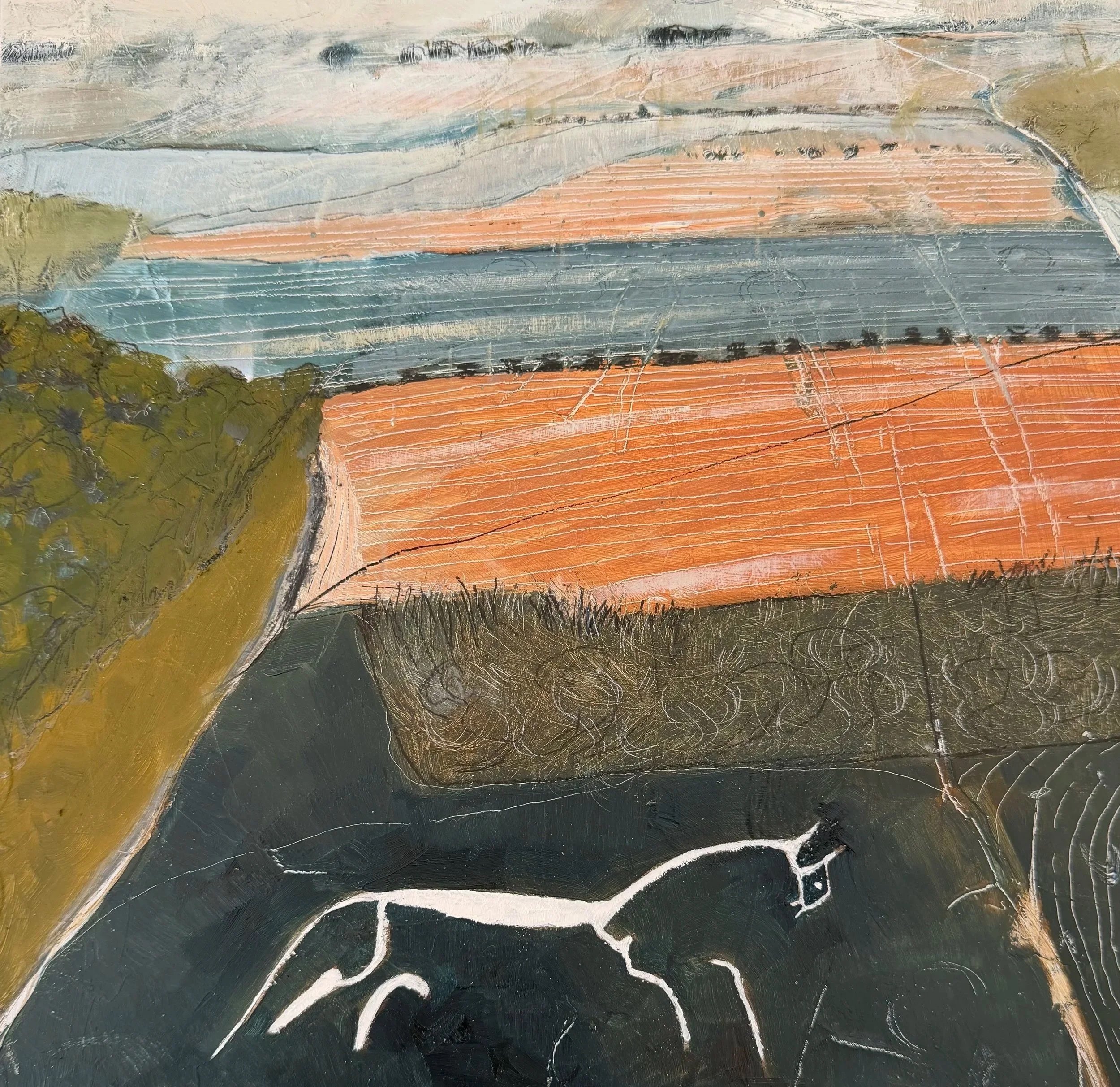White Horse Hill in Summer, Oil on Panel, W: 25 x H: 25 cms £275