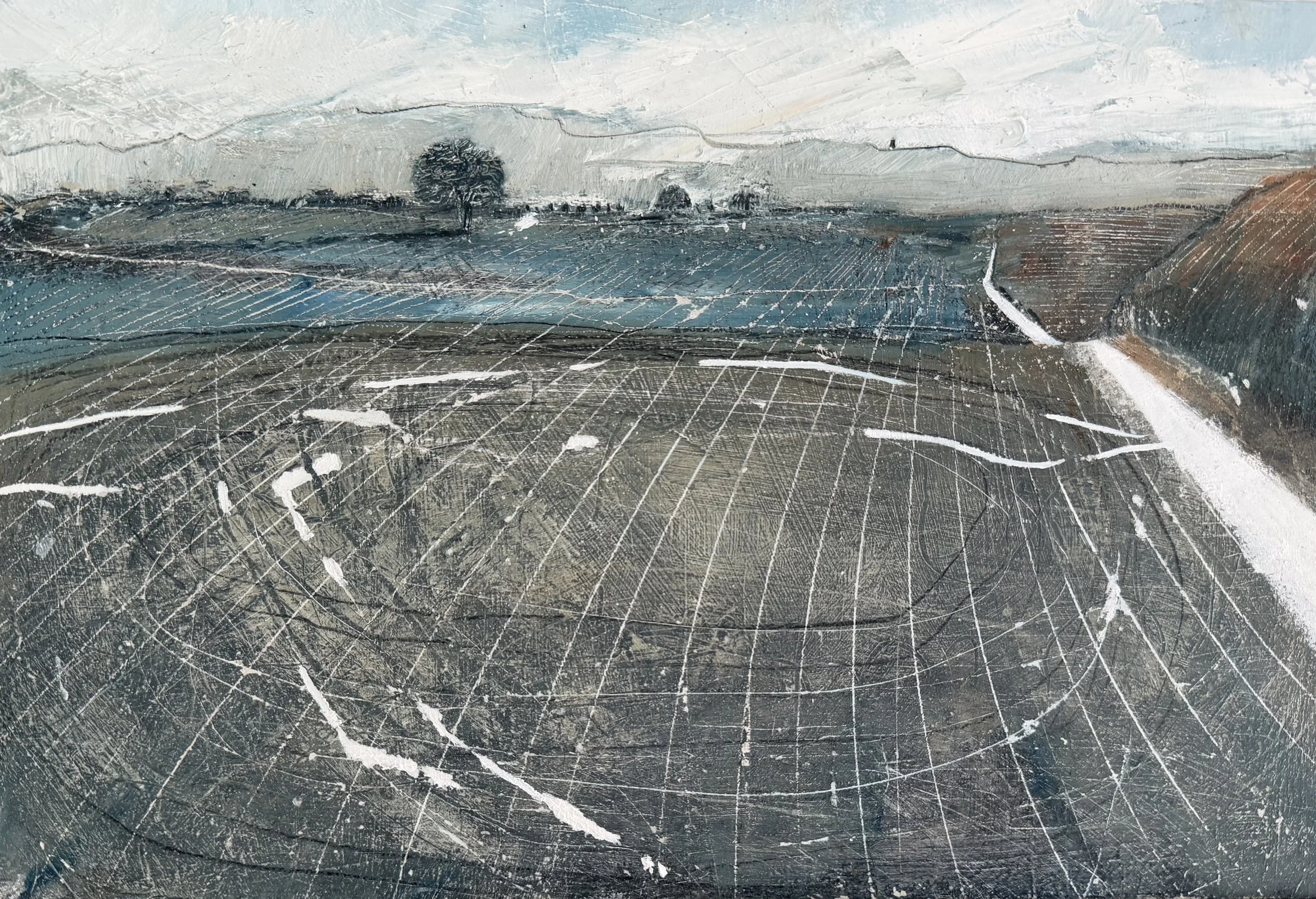 Chalk beneath The Ridgeway Oil on Panel, W: 35 x H: 25 cms Framed £195