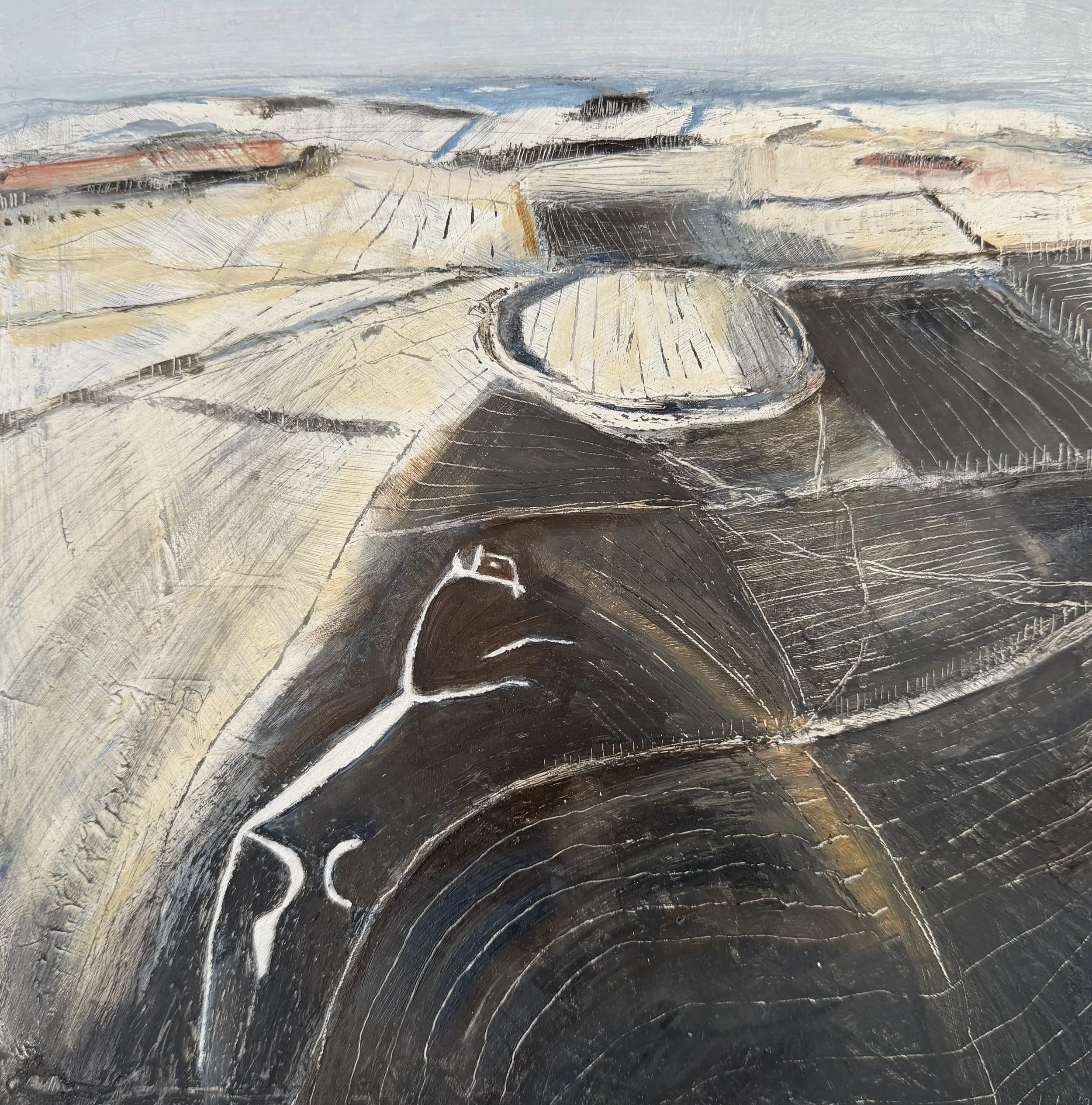 White Horse Hill in Winter, Oil on Panel W: 25 x H: 25 cms £275