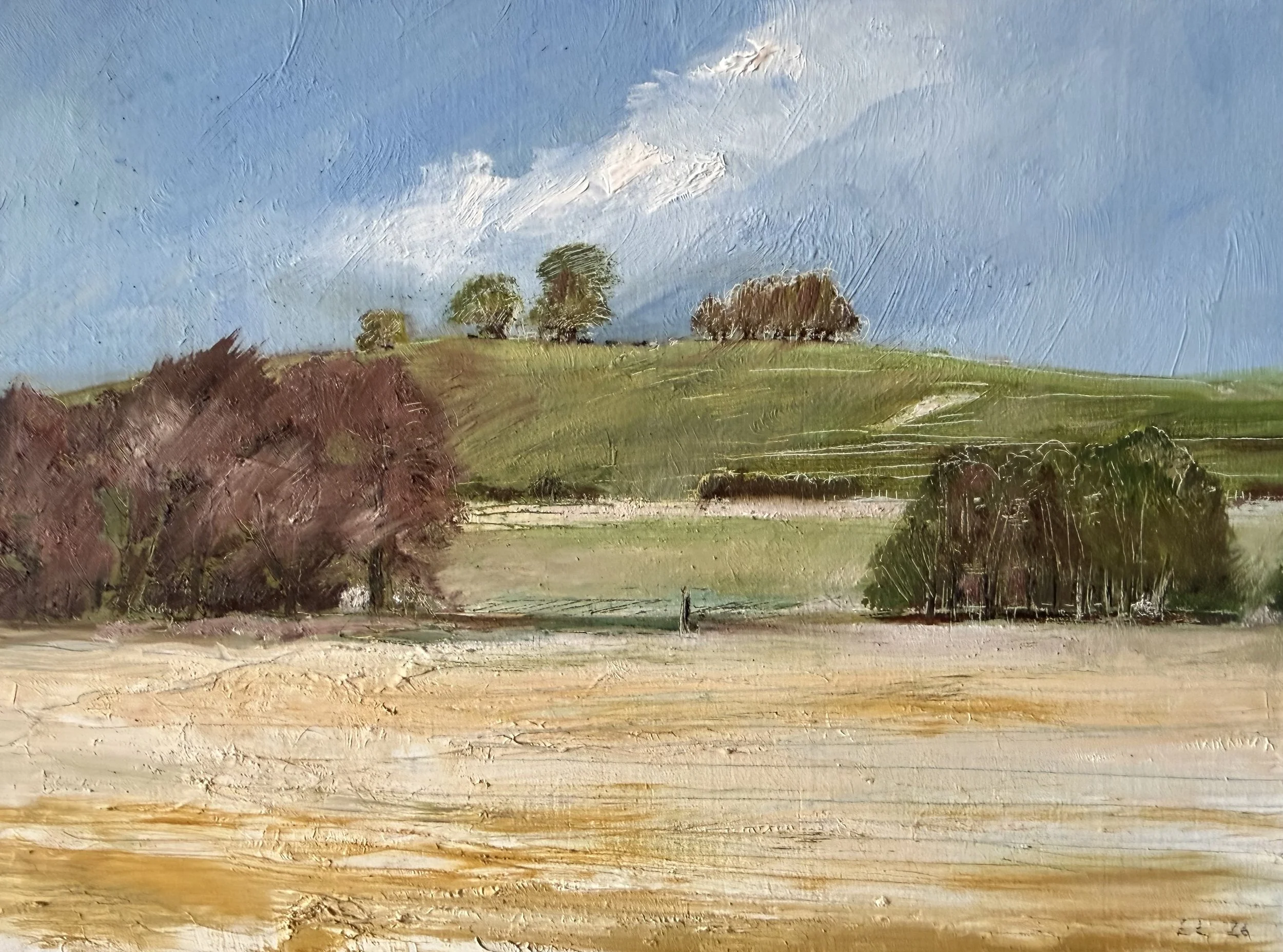 Chequers in Spring, Oil on Panel, W: 25 x H: 20 cms Framed £175