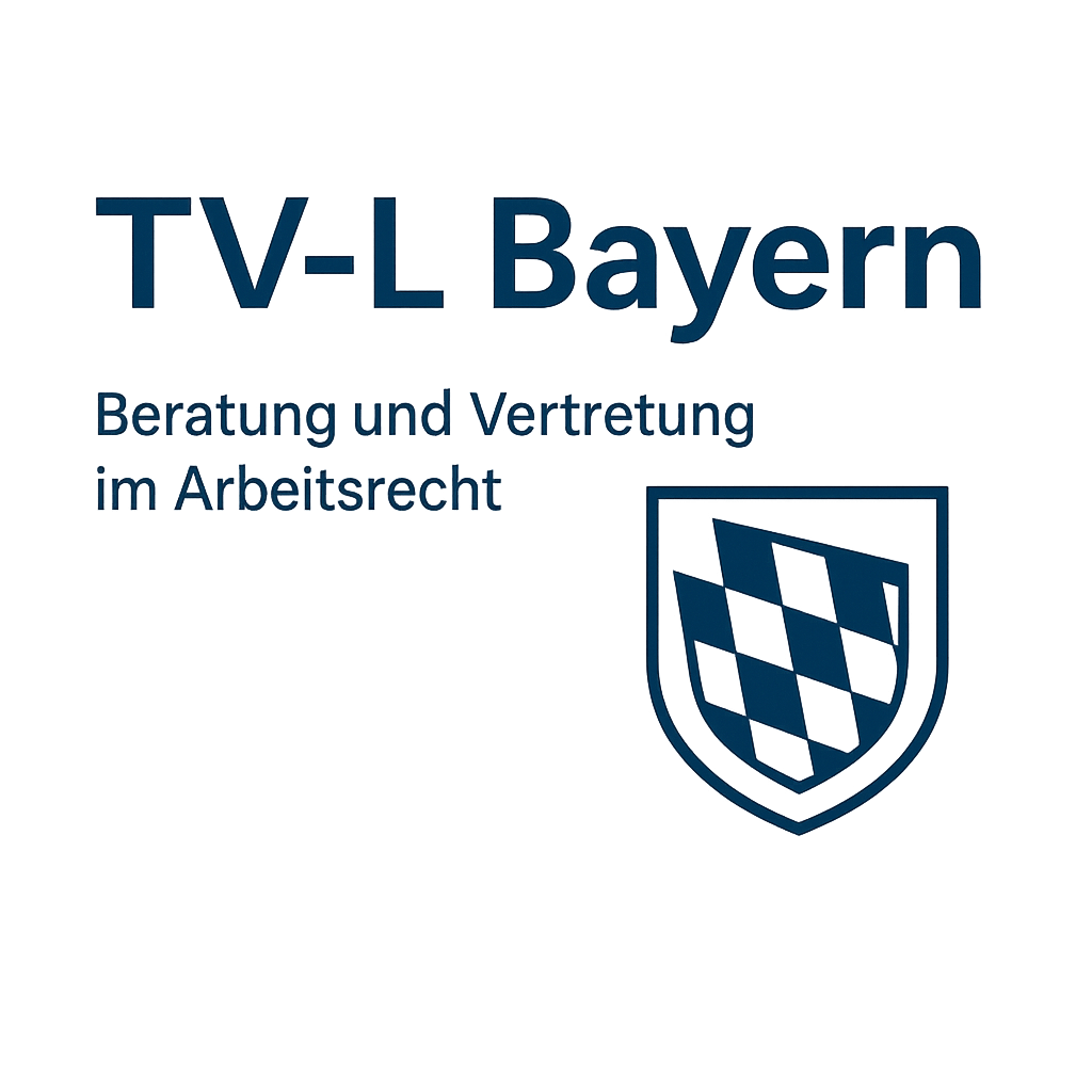 Logo von TV-L Bayern mit dem Text Beratungs- und Vertretung im Arbeitsrecht und einem Wappensymbol