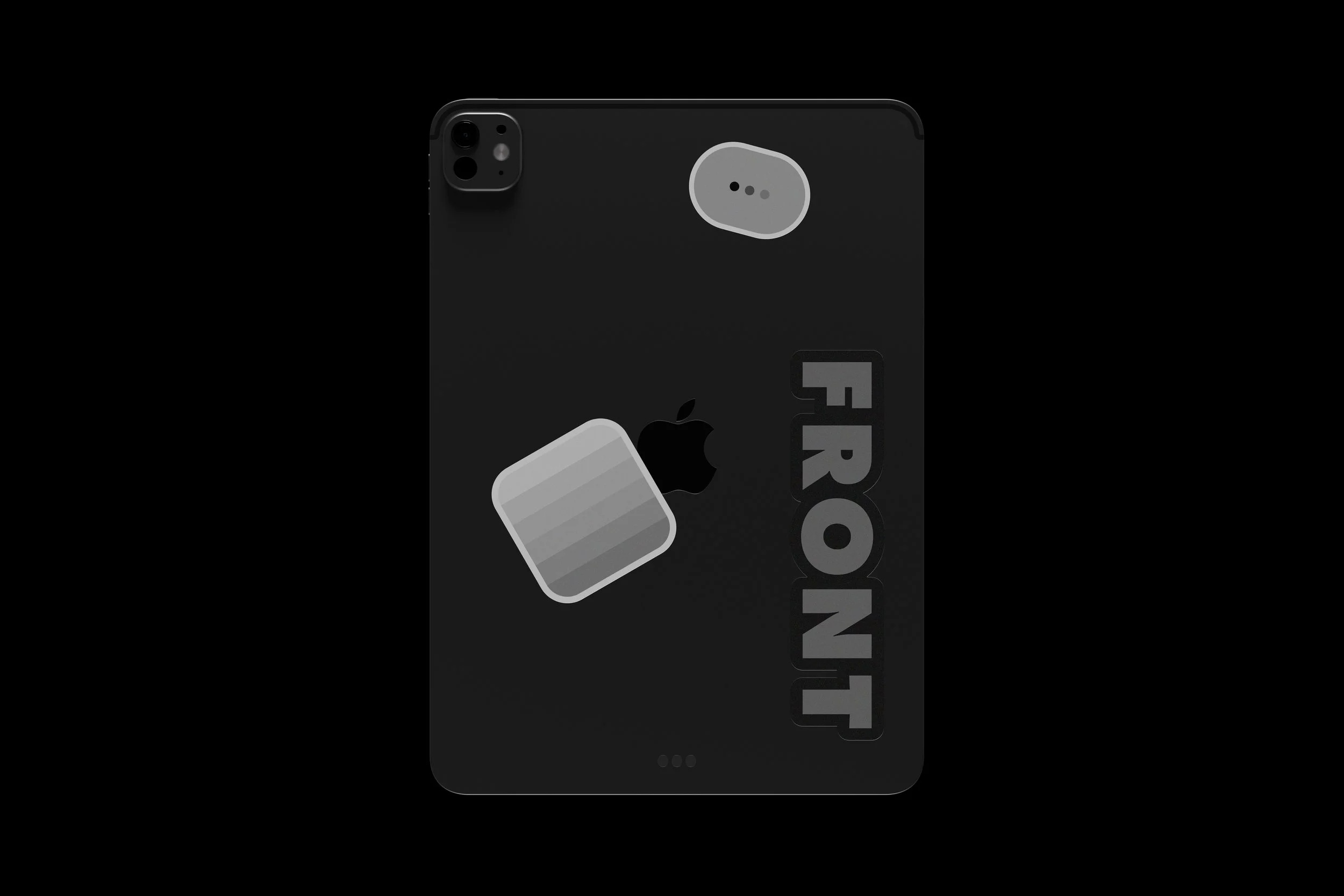 iPad Pro back stickers mockup showing alternative sticker layout