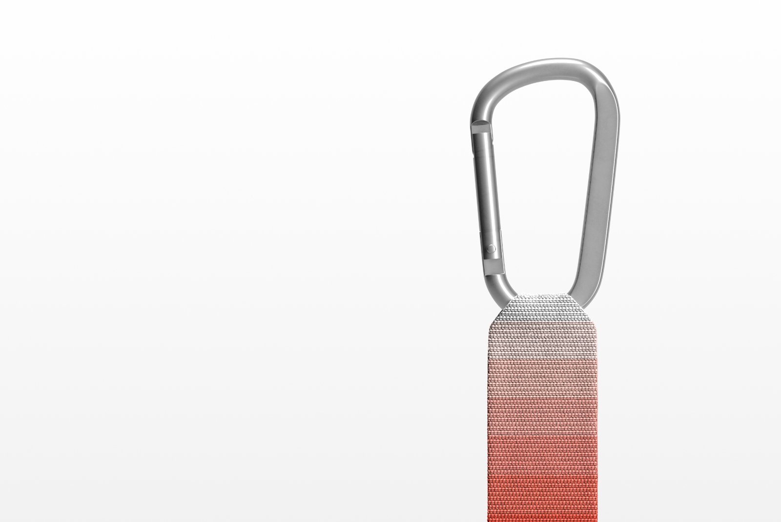 Carabiner and red strap detail on white background – FRONT Mockups