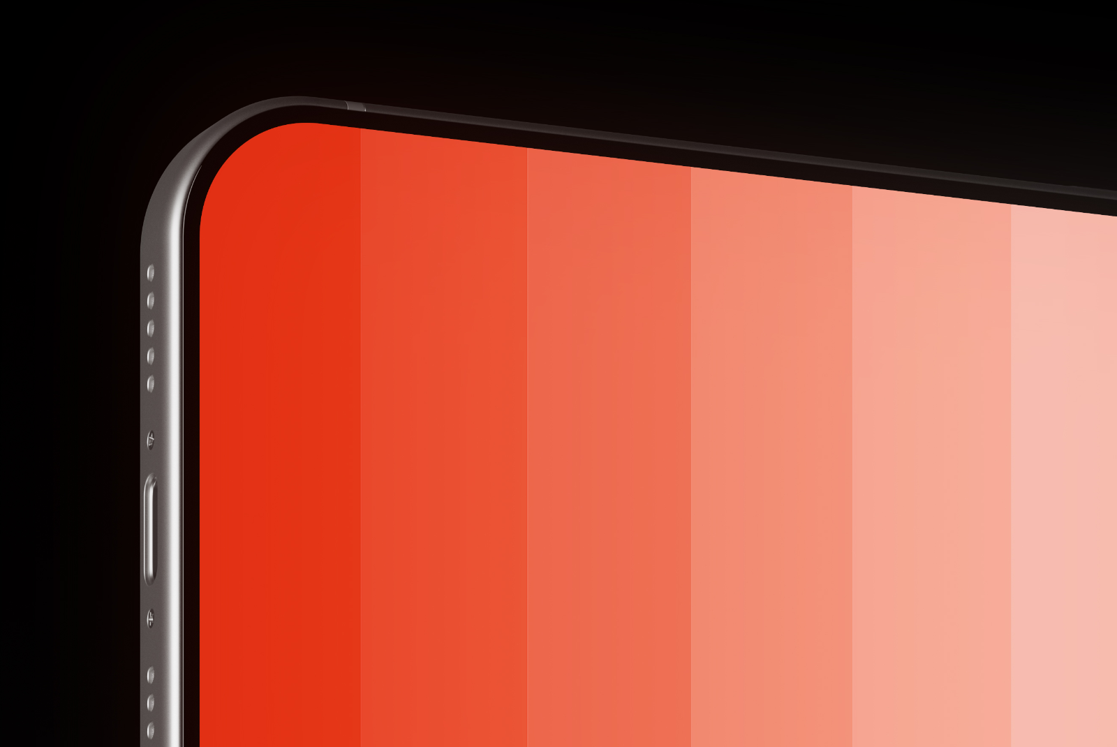 Detailed close-up of the iPhone 17 Pro corner highlighting the silver aluminum frame and display edge