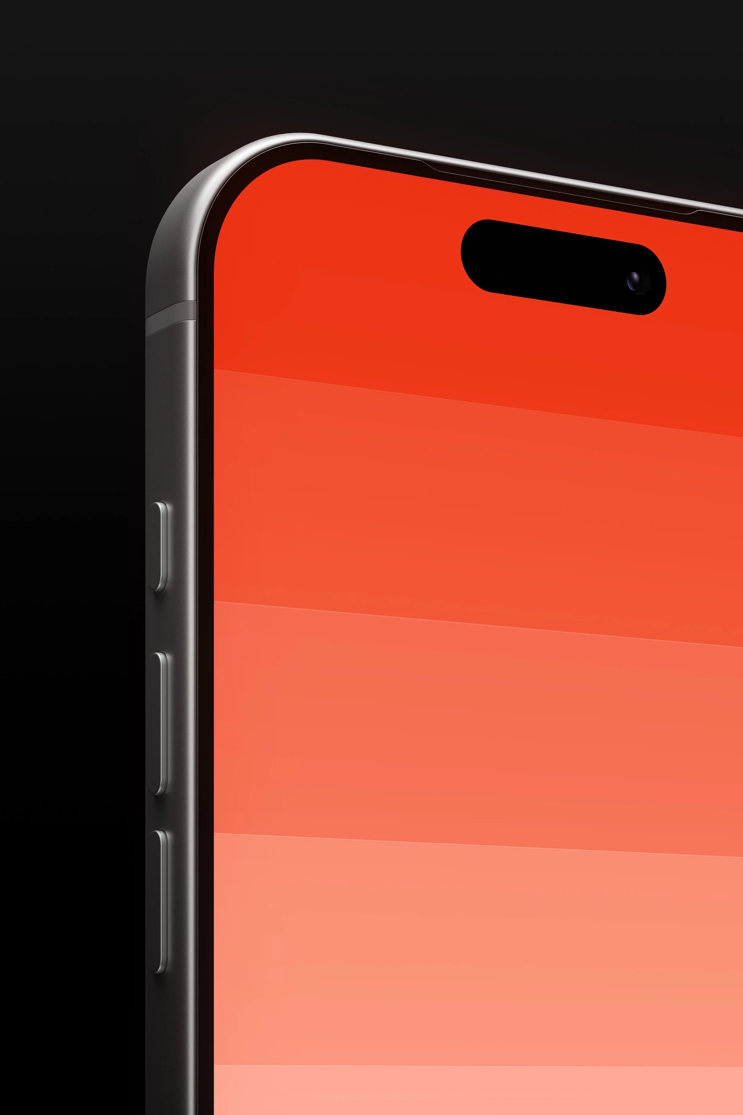 iPhone 17 Pro closeup mockup with clean gradient wallpaper and no icons