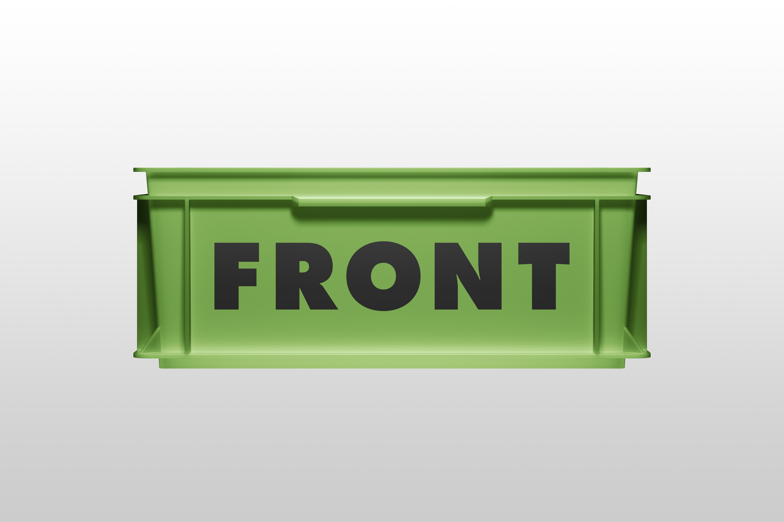 Plastic crate mockup single crate version front view