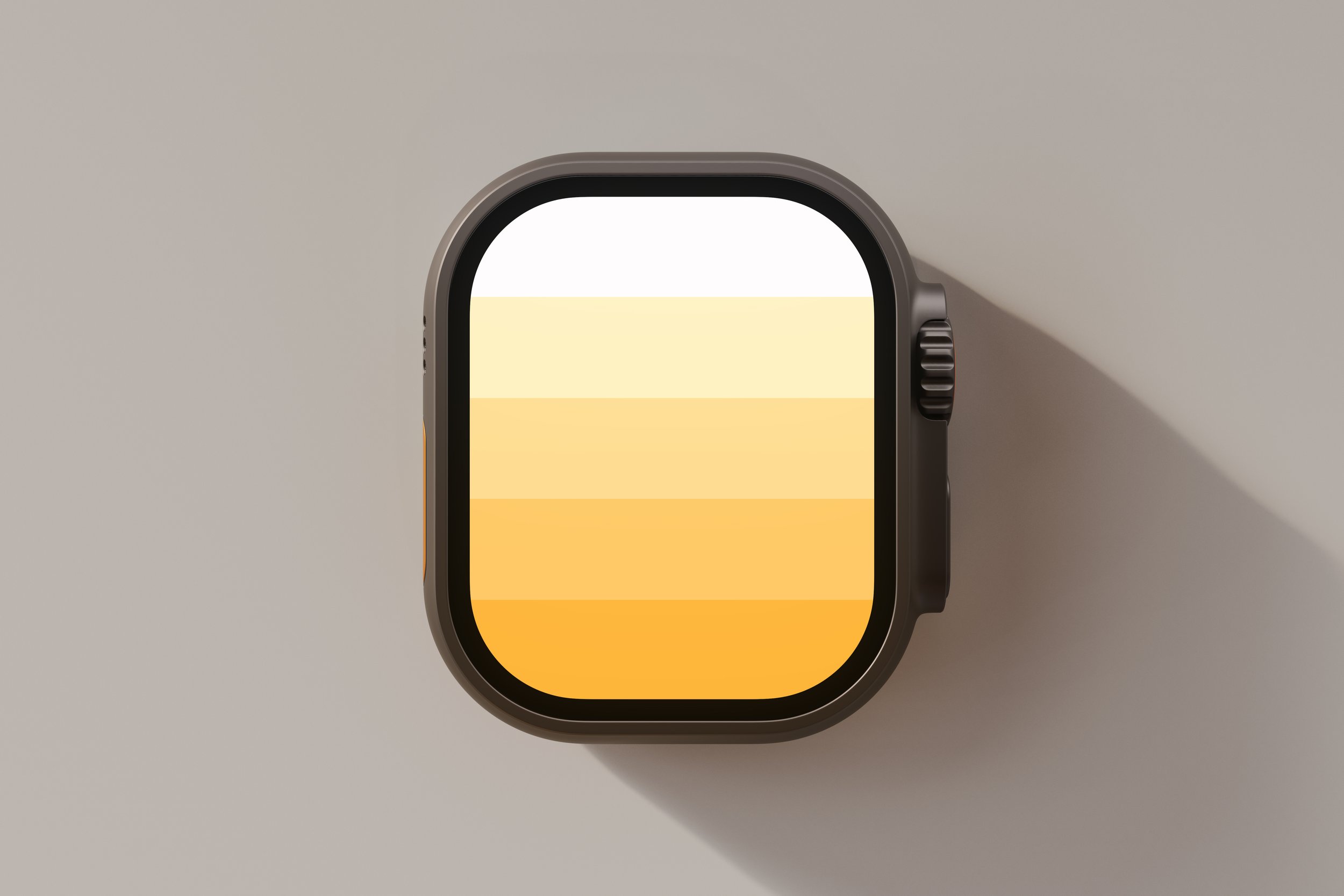 Apple Watch Ultra 2 top view in black titanium on light background – FRONT Mockups