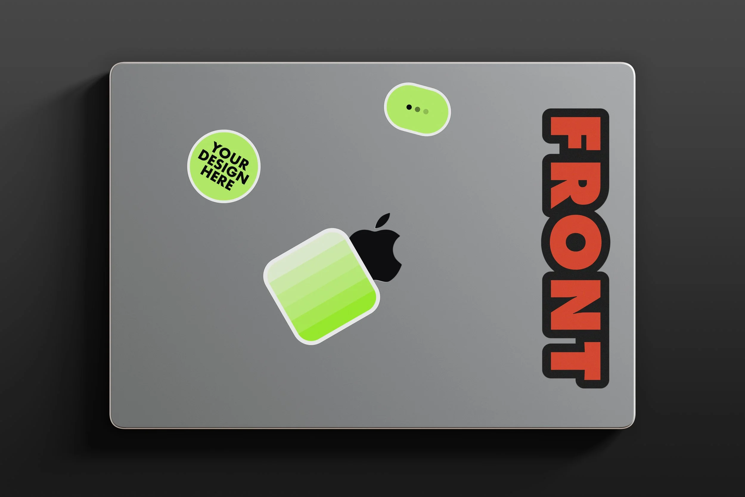 MacBook Pro lid sticker mockup with soft lighting and shadows