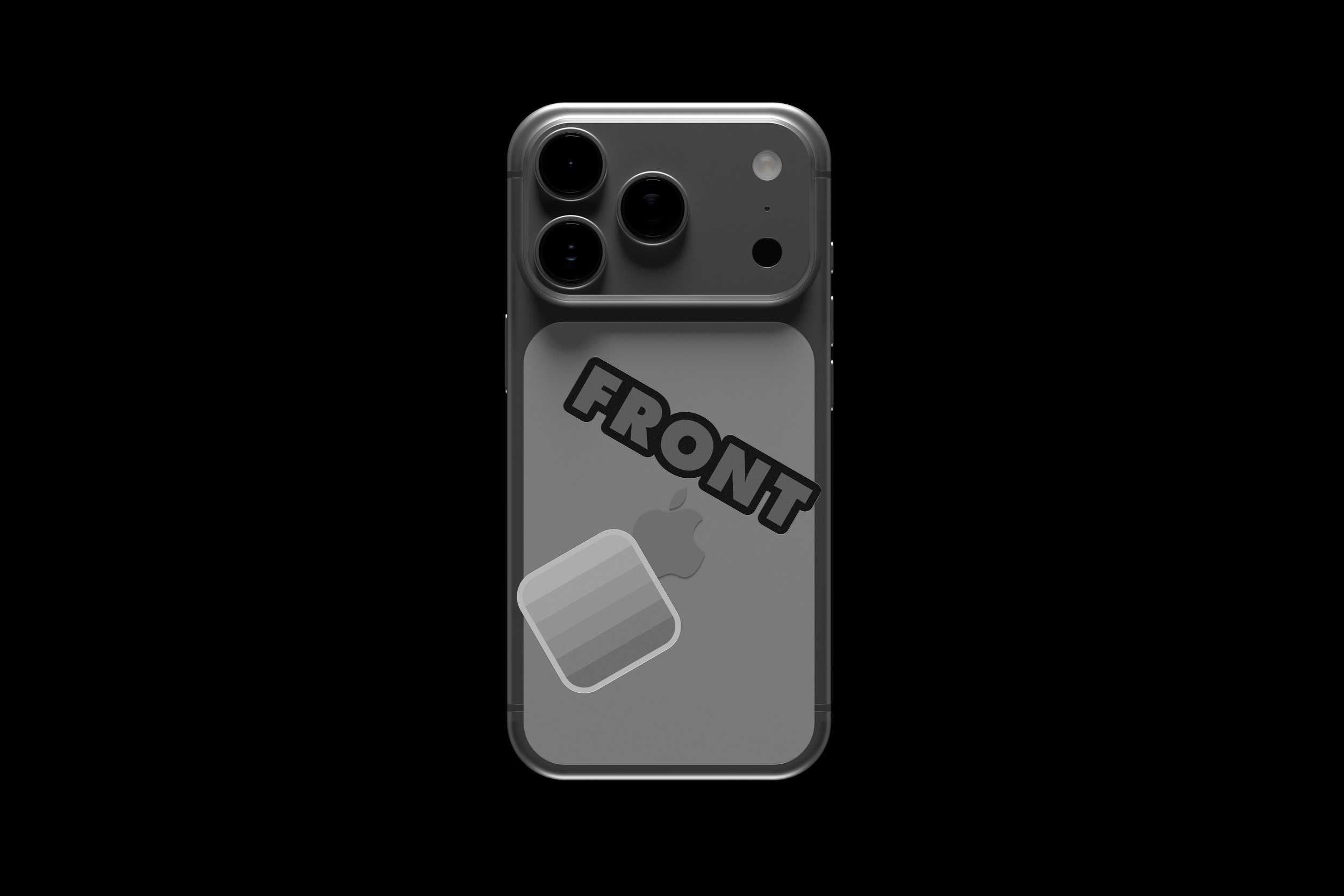iPhone 17 Pro back stickers mockup with neutral lighting