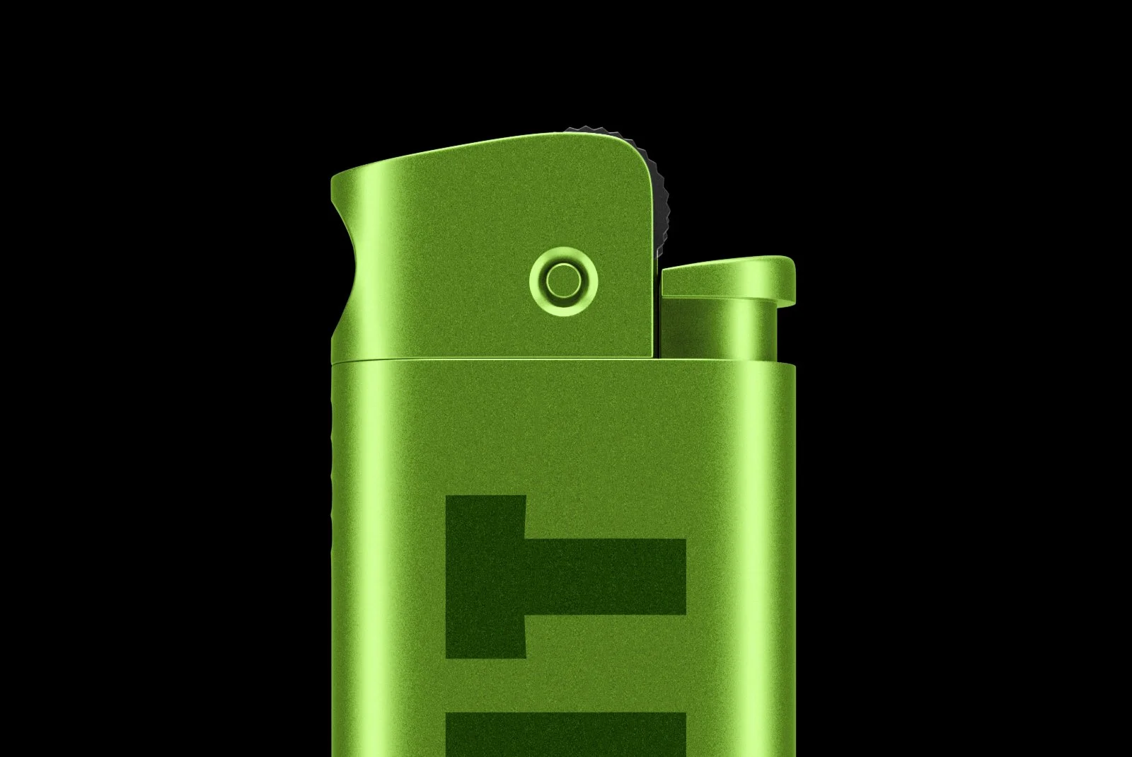 Green lighter mockup close-up detail