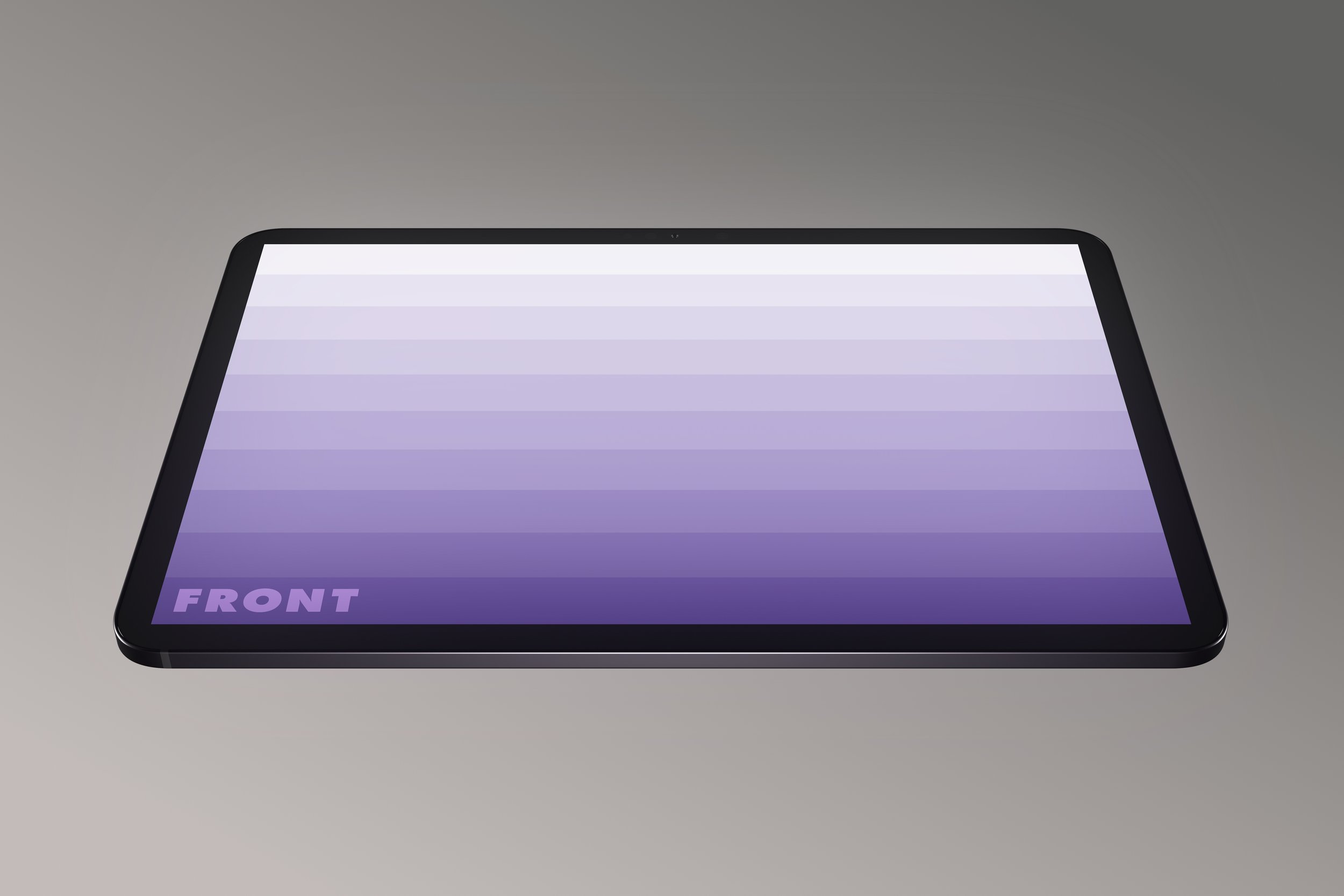 iPad Pro mockup front view on grey background – FRONT Mockups