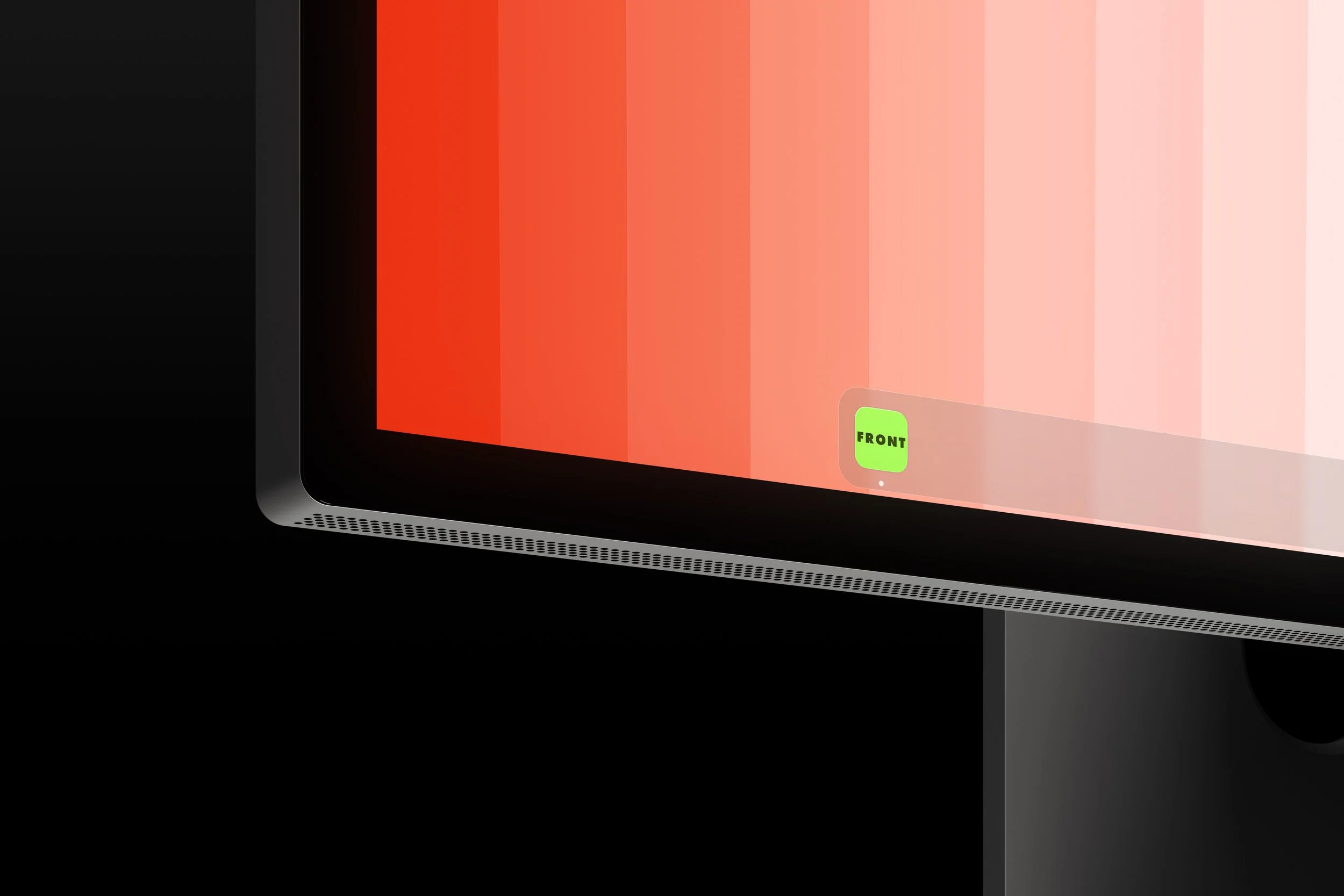 Apple Studio Display mockup with minimal layout and single dock icon