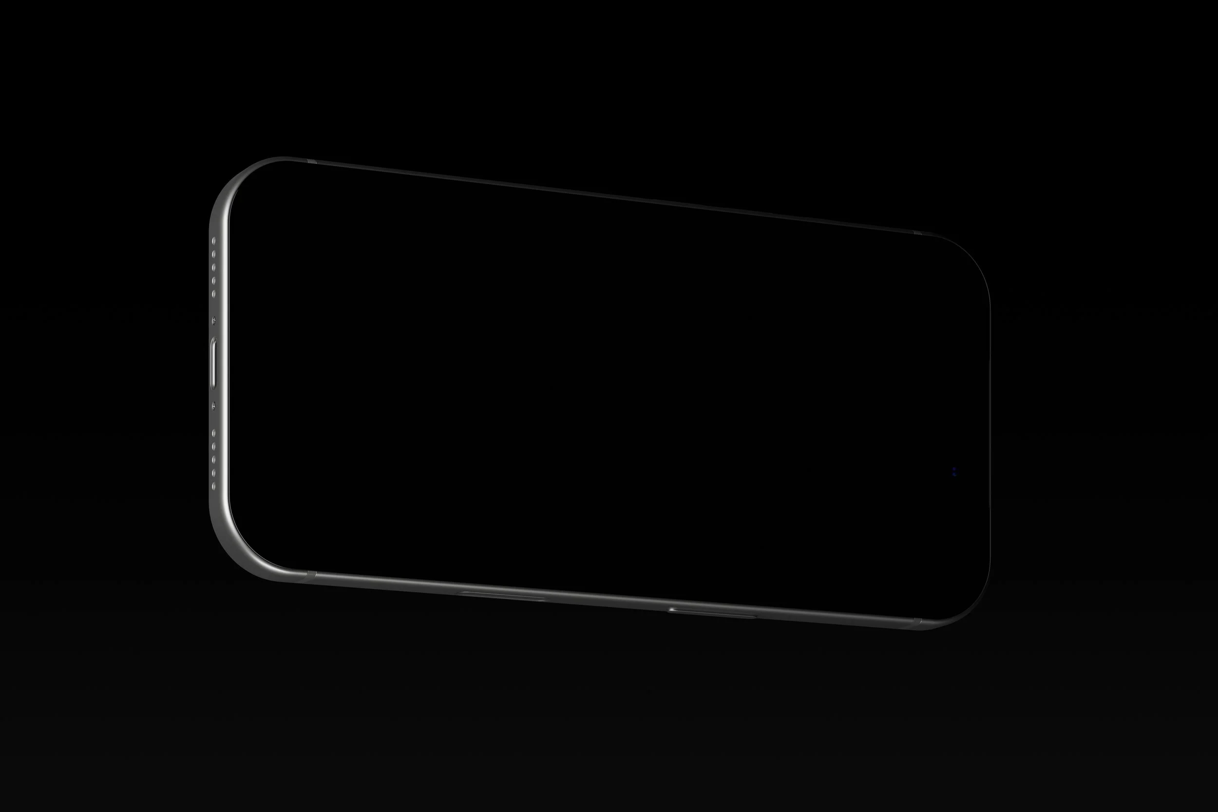 iPhone 17 Pro mockup with a blank black display in a floating landscape perspective