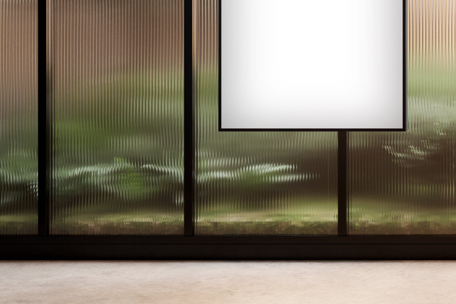 Front view crop of screen with frosted glass background – FRONT Mockups