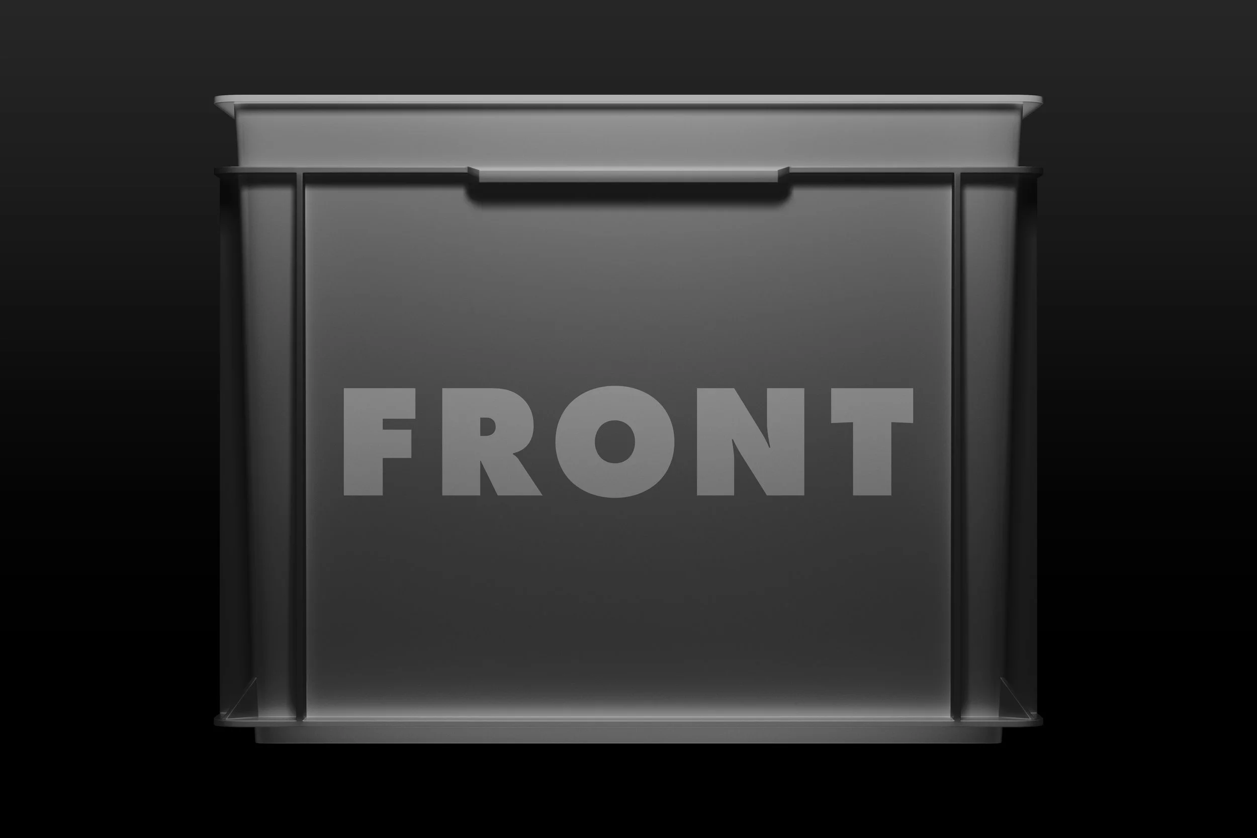 Plastic crate mockup dark version front view