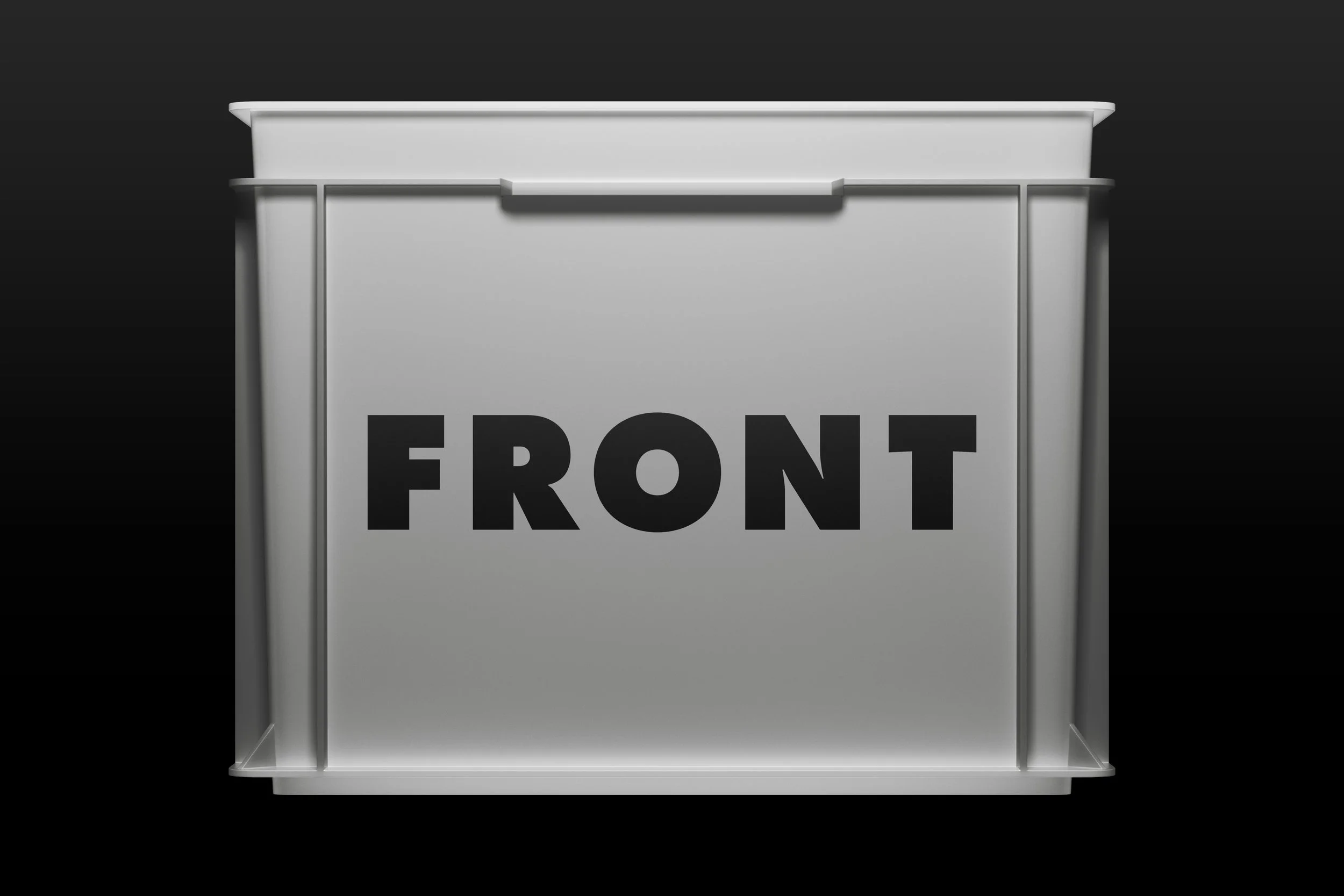 Plastic crate mockup light gray front view