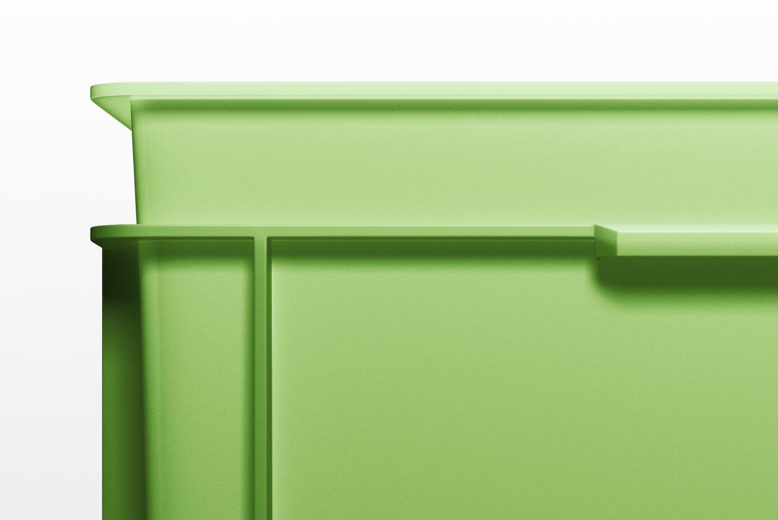 Plastic crate mockup close-up detail green