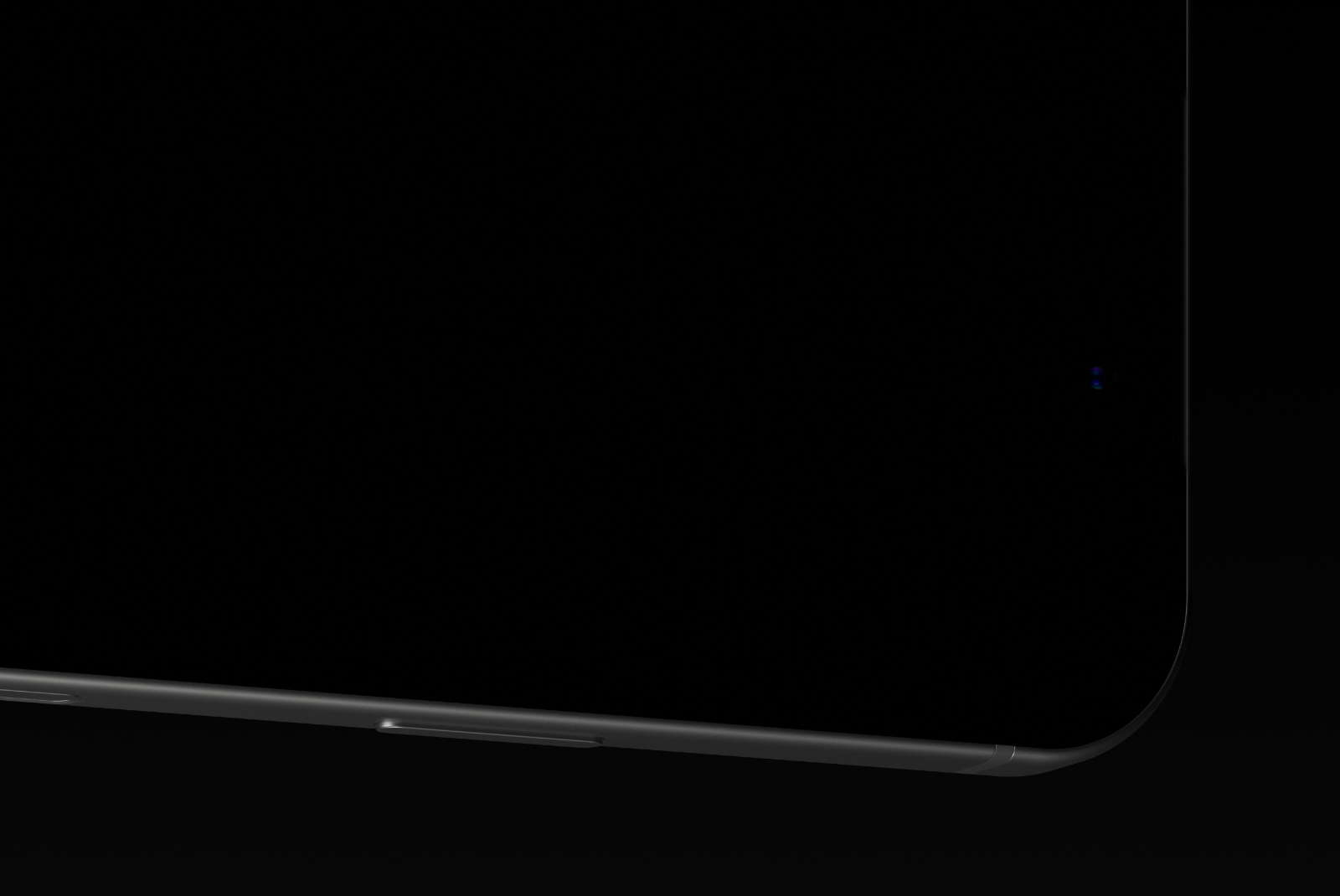 Close-up of the iPhone 17 Pro silver aluminum frame and customizable landscape display