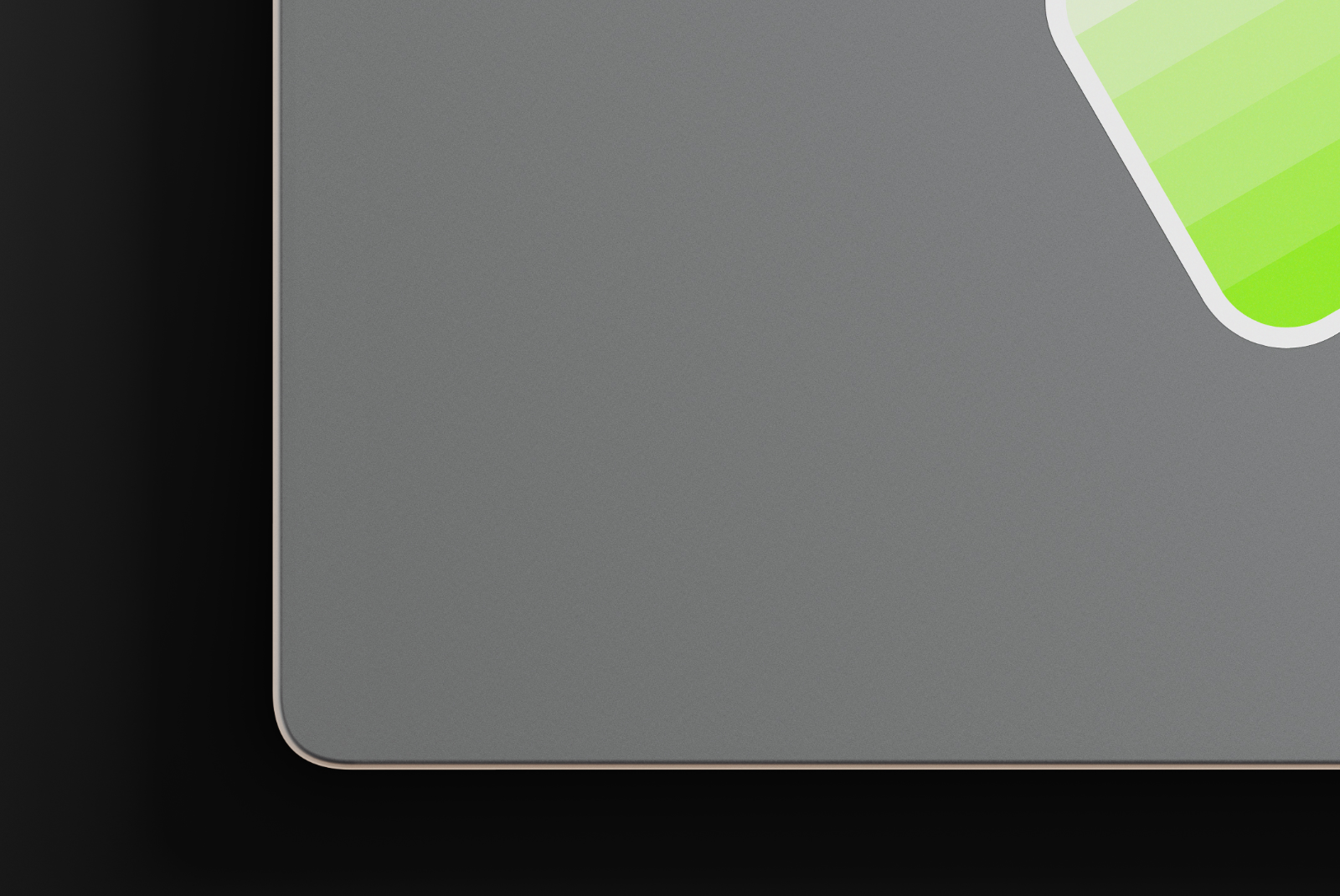 MacBook Pro corner detail with sticker mockup and realistic texture