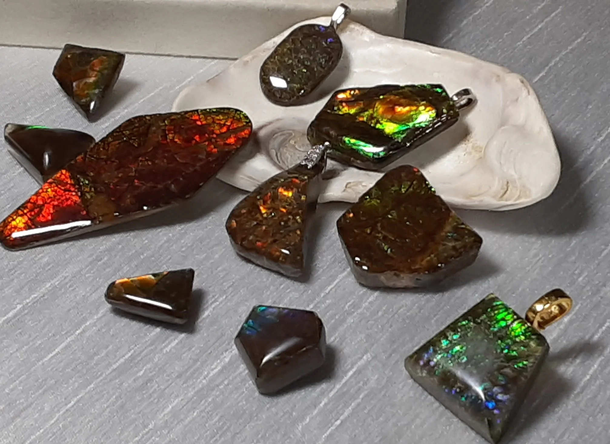 Ammolite Pendants and Gemstones