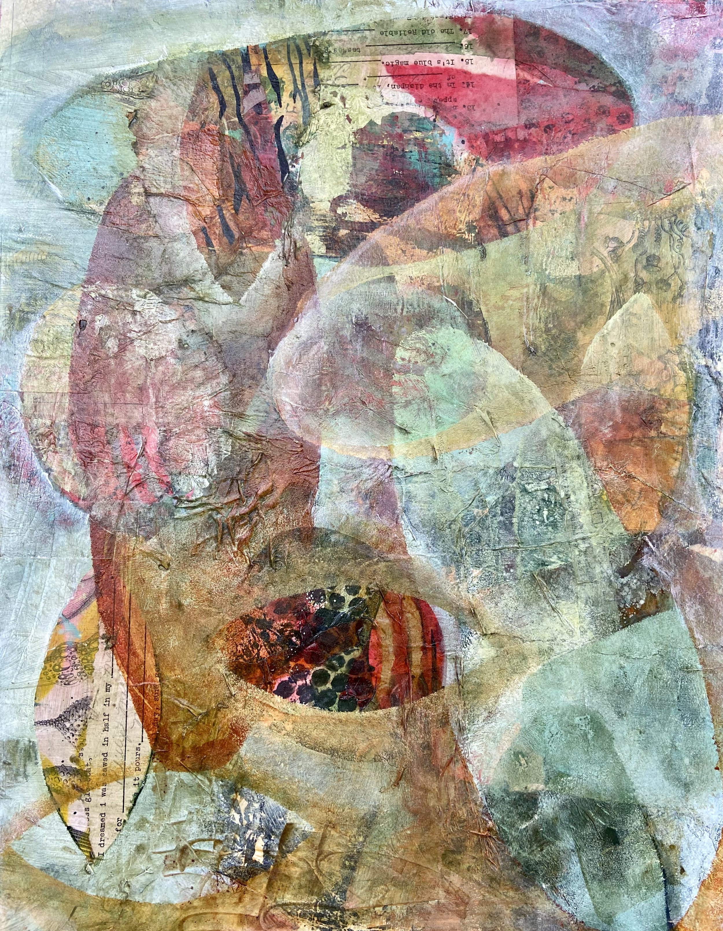 Origin of Infinity 
20" x 16" 
Acrylic and collage papers on canvas 
$250