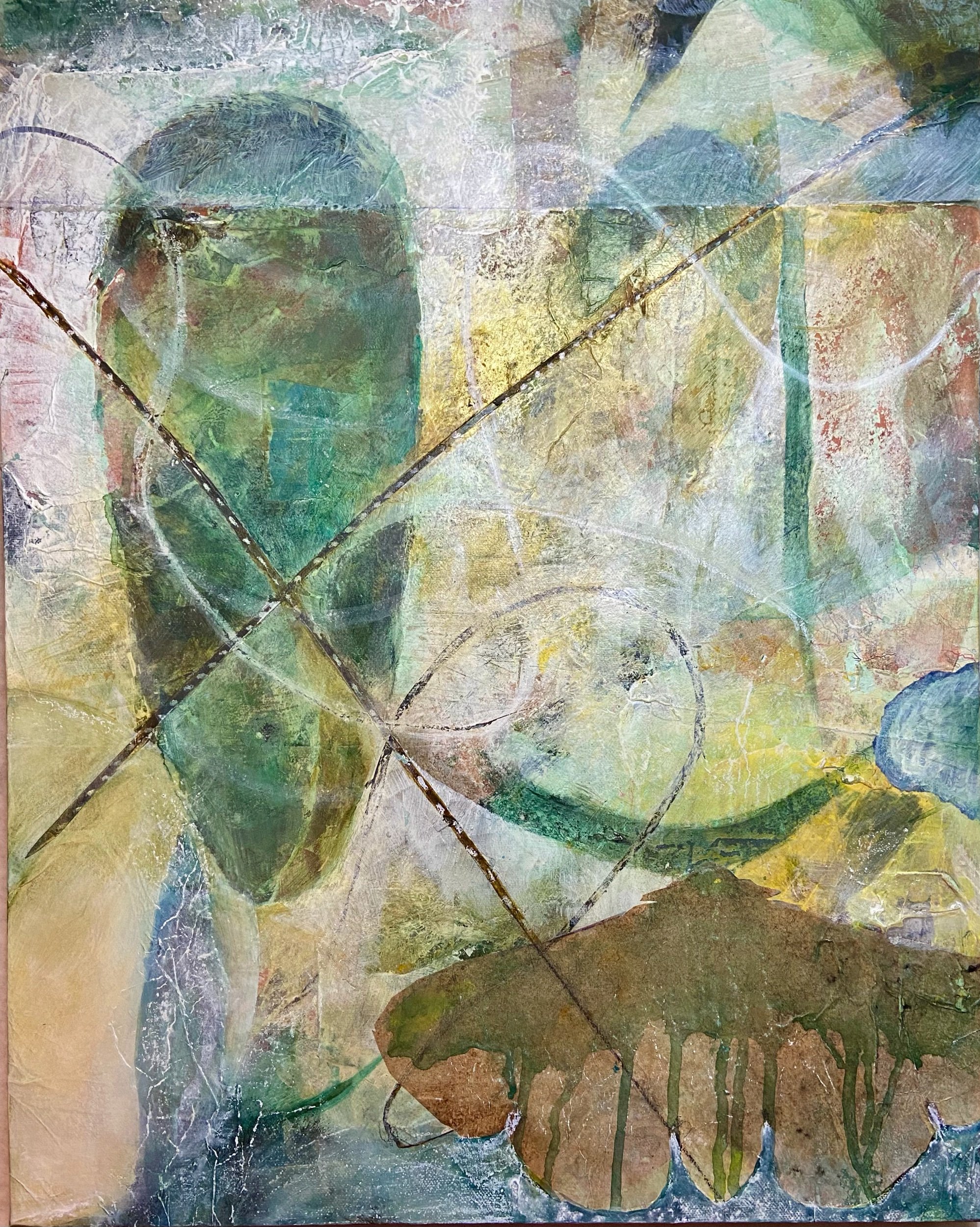 Flying Over Stinson Beach 
24" x 18" 
Acrylic and collage papers on canvas 
$250