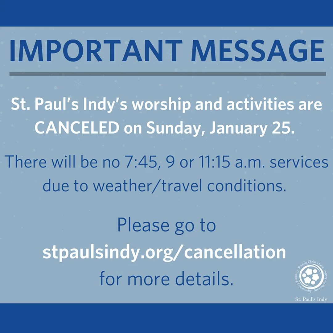 IMPORTANT MESSAGE: ALL WORSHIP SERVICES CANCELED FOR SUNDAY, JANUARY 25