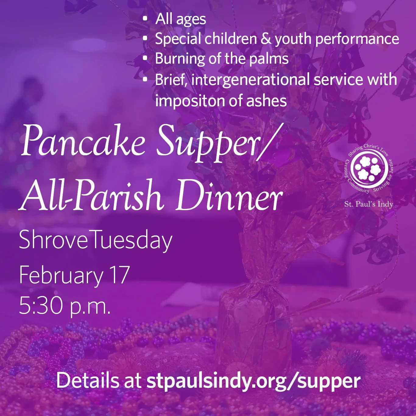 Shrove Tuesday Pancake Supper, Burning of the Palms &amp; Intergenerational Service