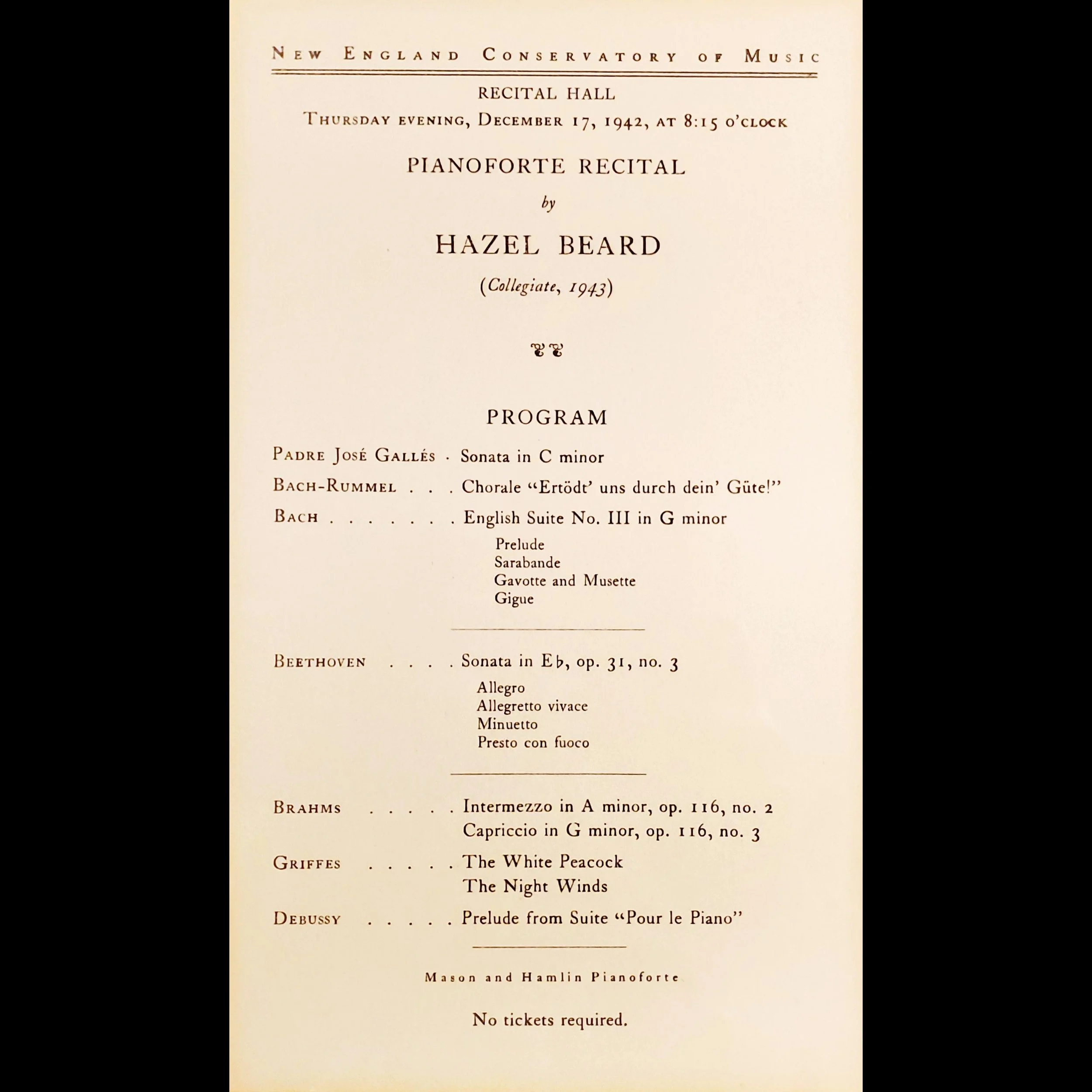 Paul Guyer Piano Recital, in memory of Hazel Beard