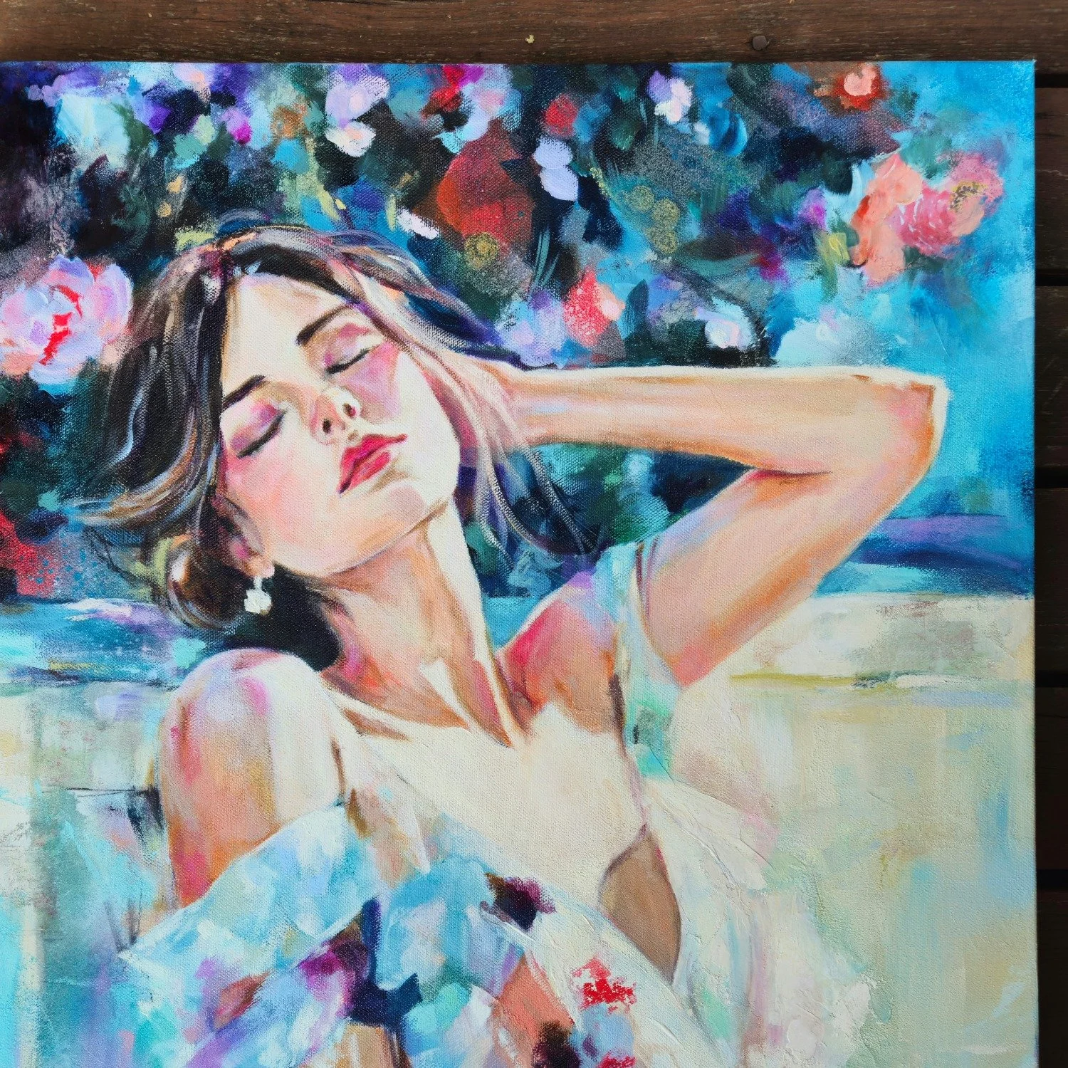 A portrait of release &mdash; of what it feels like to let go, to breathe, to rest in beauty. I called her 'Breath of Ease'.

Sometimes the most powerful thing we can do is soften and rest. 🌿

#GardenMeditation #RomanticArt #DreamyArt #FineArtCollec