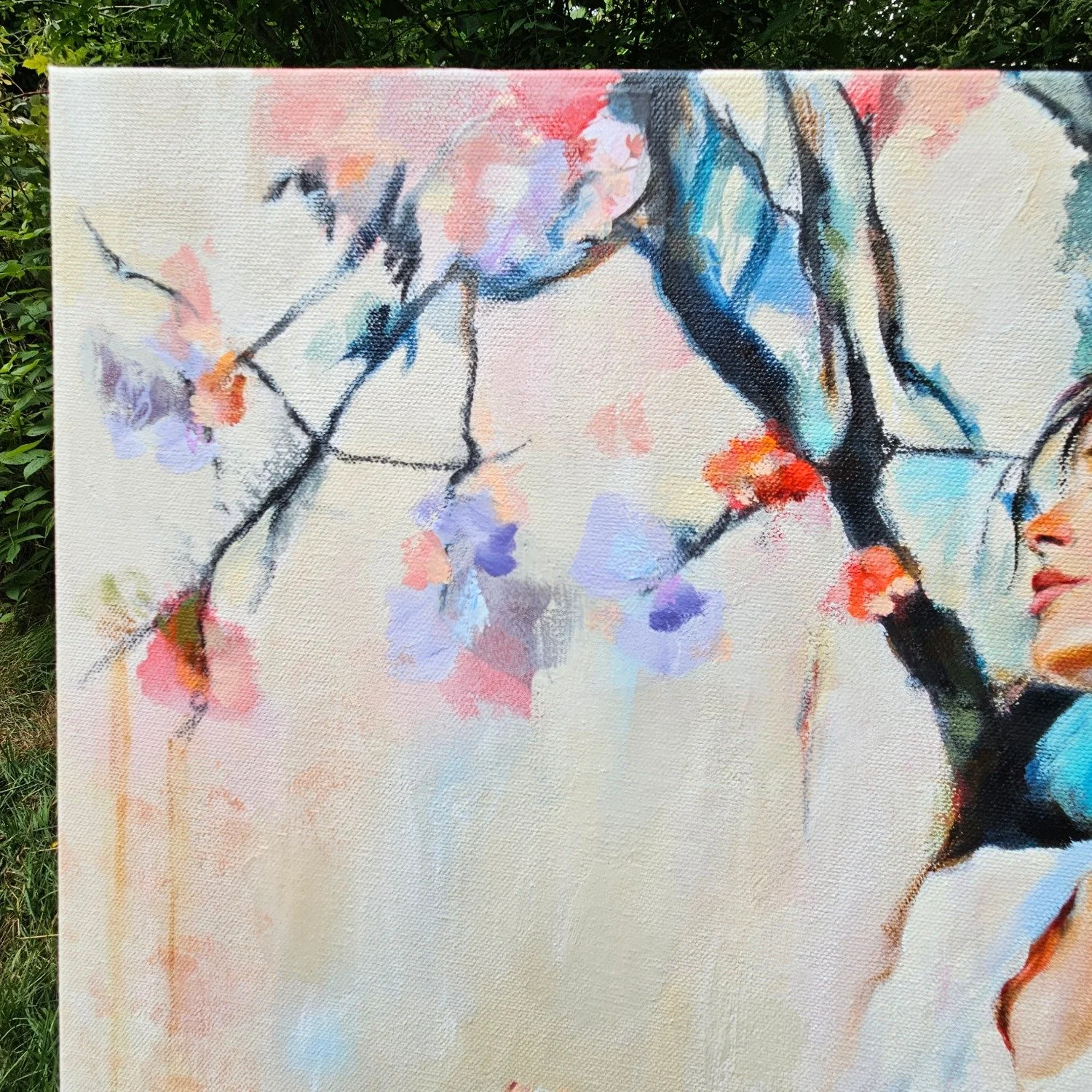 'In Quiet Bloom' is a meditation in paint &mdash; a portrait of serenity framed by nature&rsquo;s blossoms 🌸🥰
