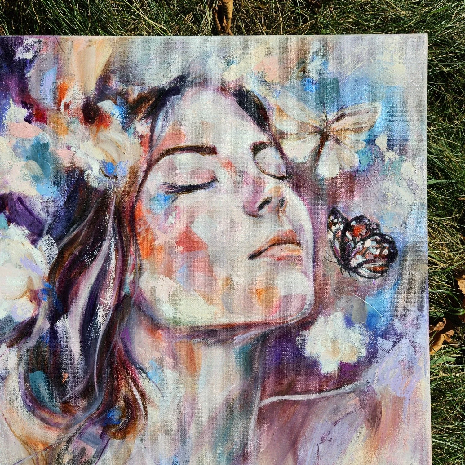 She doesn’t fight the current anymore. She lets it carry her into the light, into stillness, into softness. ✨
'Surrendering to Softness' is a painting about peace after surrender. It's luminous and weightless; a breath suspended between dreami