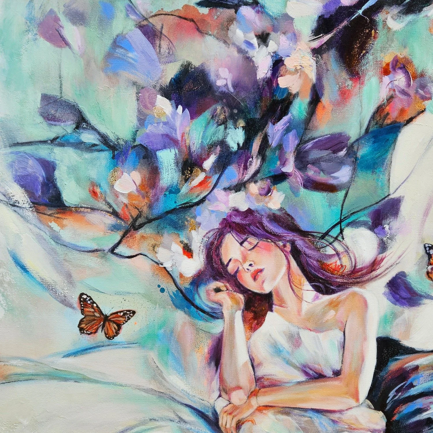 The gentle hum beneath everything. A moment where time slows, butterflies drift, and she becomes part of the quiet rhythm of the garden. This is a new painting from the Garden Meditation series 🌿
'Sound of Stillness' is a visual lullaby 💟 The subt