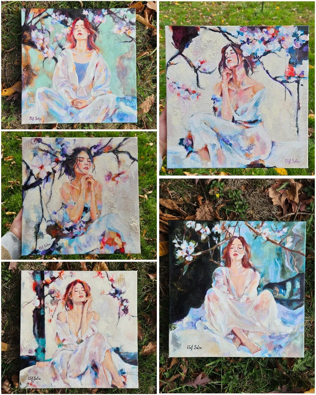 Now available in Santini Gallery in Ottawa @santinigallery 💟 Find these five new small paintings (12x12in) from the Garden Meditation series 🌸 It's a chance to see the paintings in person and all the details and beautiful textures 😊