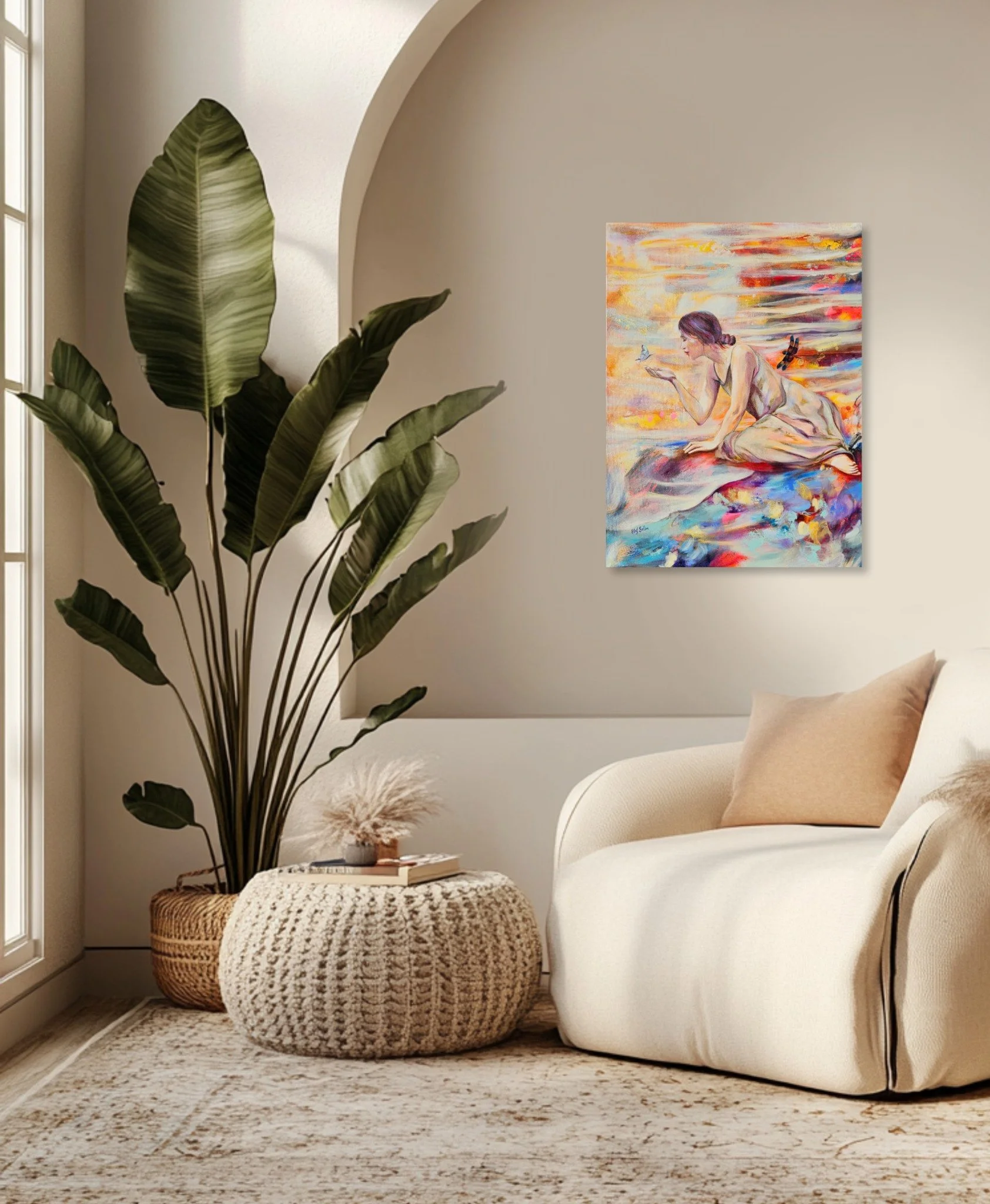 'Delicate Fleeting Moments' 🦋 Some beauty appears only when we slow down enough to greet it gently. 

This painting is about honoring the little magical moments that passes through.

An oil and mixed media painting, from my Flowing Softness collecti