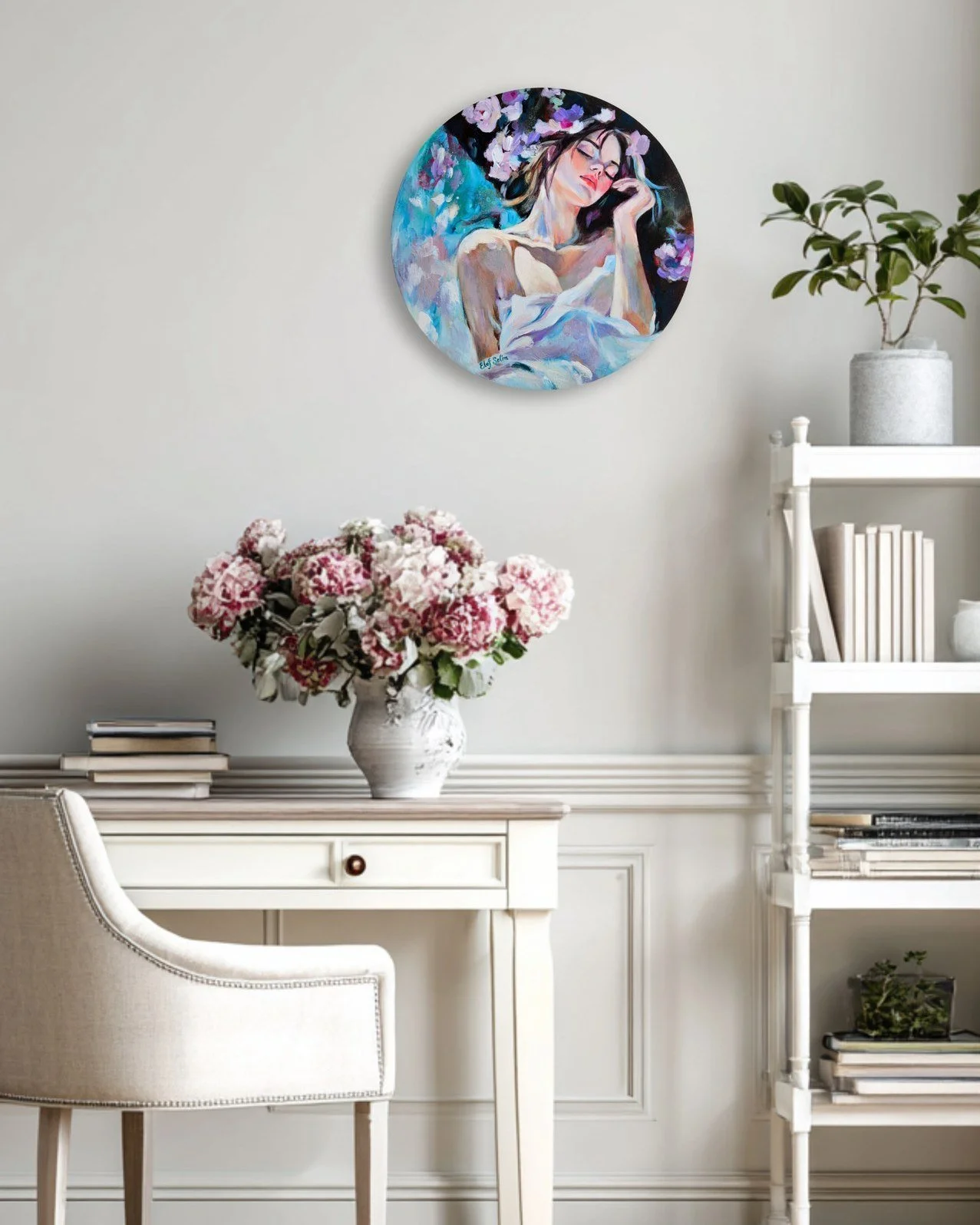 I wanted this painting to feel like exhaling.
The kind of moment where you stop holding everything together and simply rest inside warmth and stillness.

'A Moment Held Gently'
Part of the Pi Art Squared circular series exploring softness and inner p