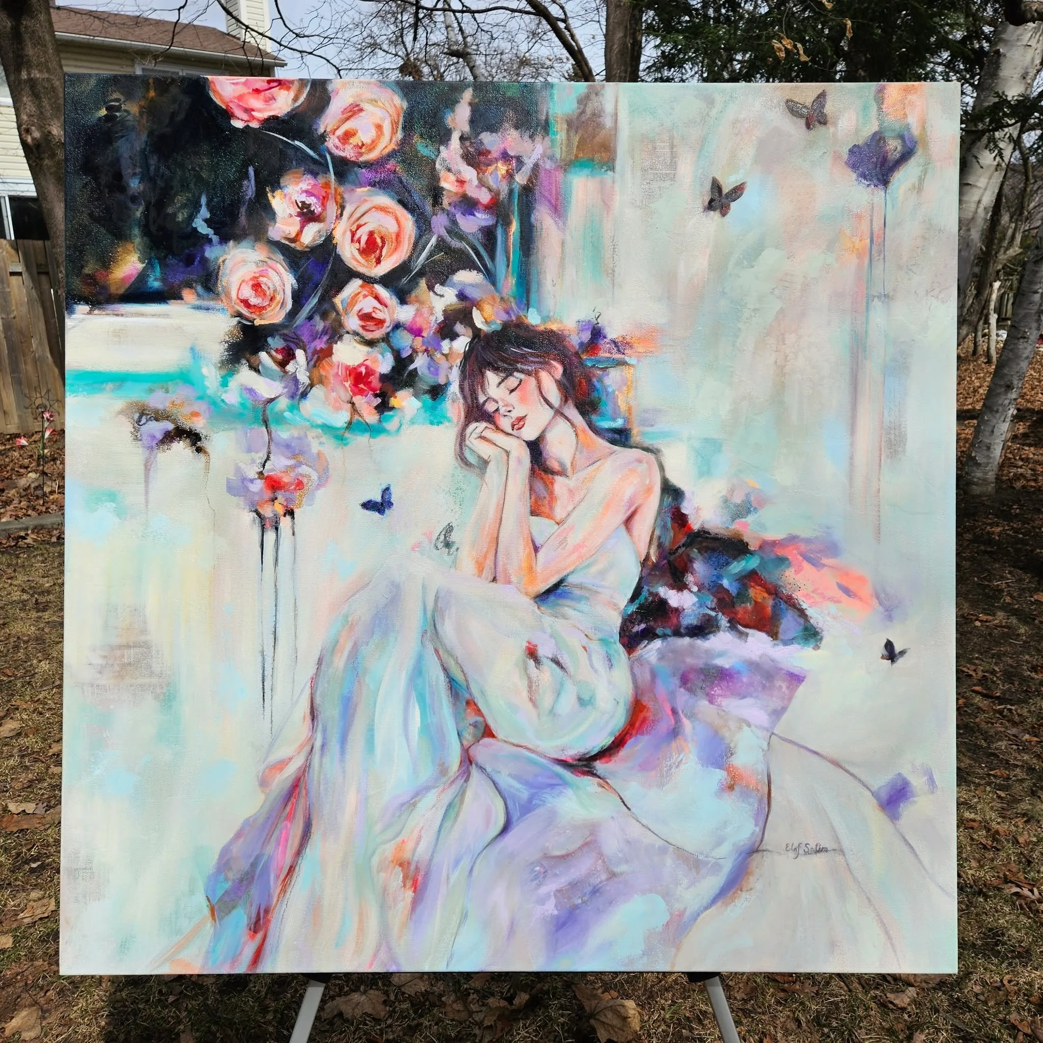 Spring has been teaching me how to rest.
To let my mind soften.
To let my body exhale.
To notice the quiet beauty that has always been here ✨

'Where Thoughts Soften' is a new painting I have been working on, in a season where I am learning to enjoy 