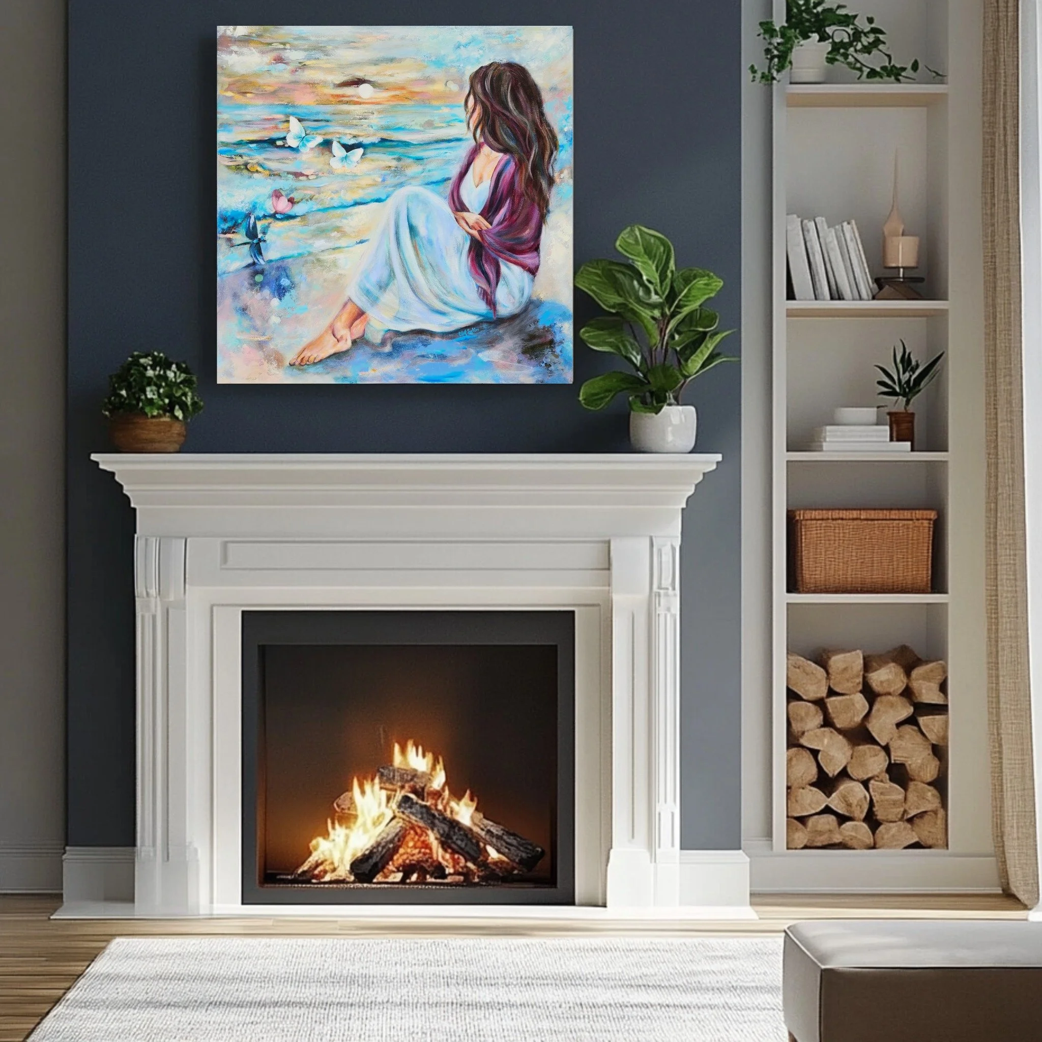 While painting 'Lost in Gentle Waves', I wanted to capture the feeling of becoming completely absorbed in a peaceful moment. 

The ocean feels like home to me. There is something gentle about watching water move without urgency. The shifting colors, 