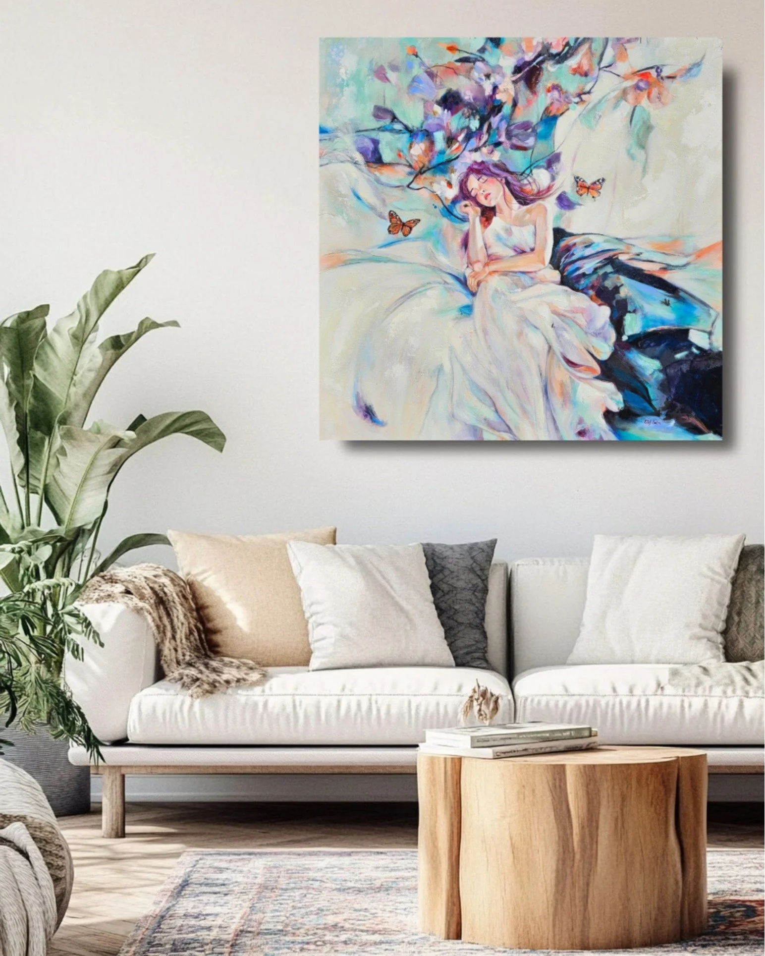 People sometimes ask me who the women in my paintings are. The truth is, they're not portraits of specific people. They're paintings of feelings and sensory experiences. Tenderness. Belonging. Restfulness. Quiet joy. 💗 The same is true when I paint 