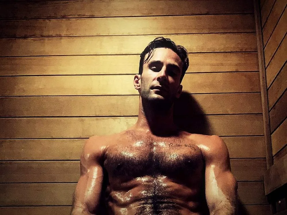 Sam Whiting in the sauna