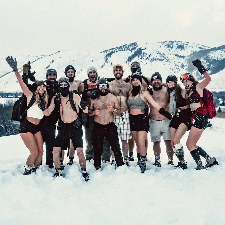 Group cold practice in the snow